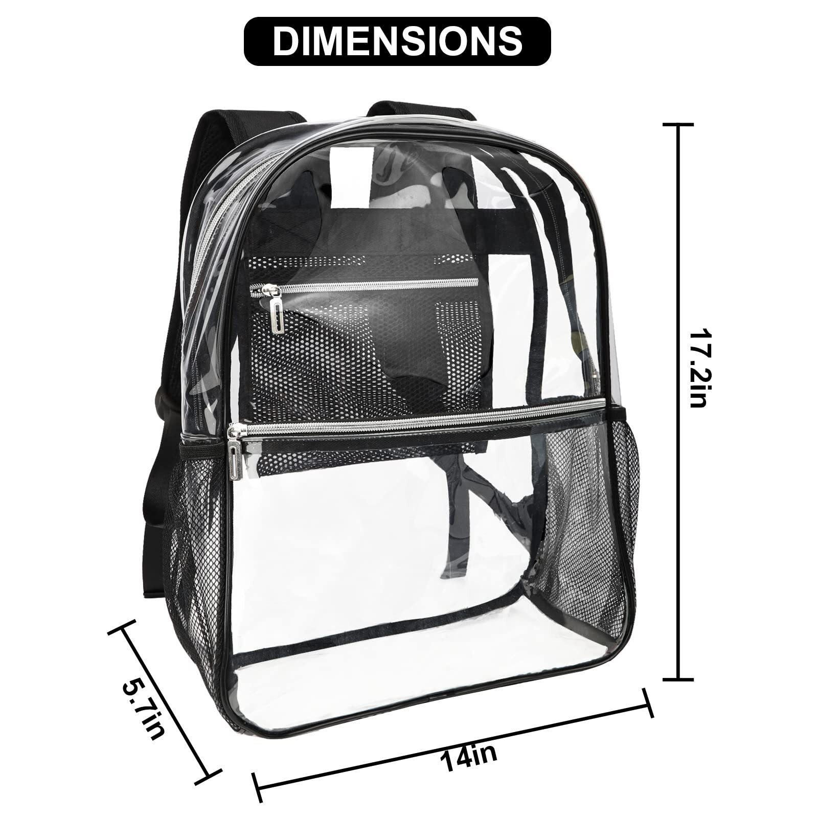 Clear Backpack Heavy Duty TPU Transparent Backpack for SportsWorkSecurity Tra…