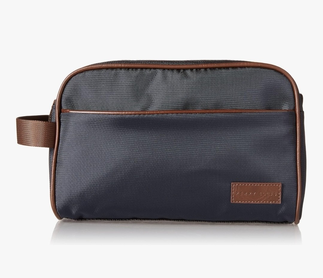 Perry Ellis Men’s Portfolio New Trim Travel Kit Small Leather Goods, Navy
