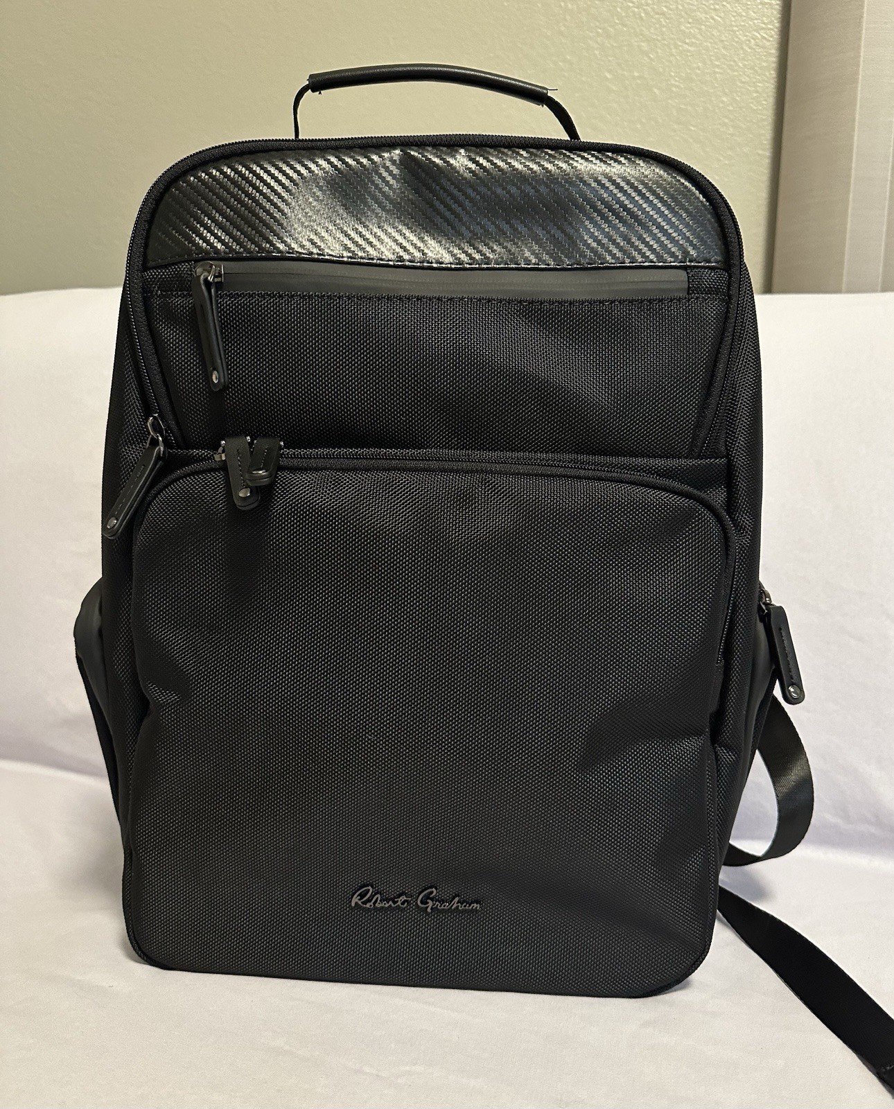 $228 Robert Graham Cache L Series Black Backpack Laptop Travel Bag Carry On