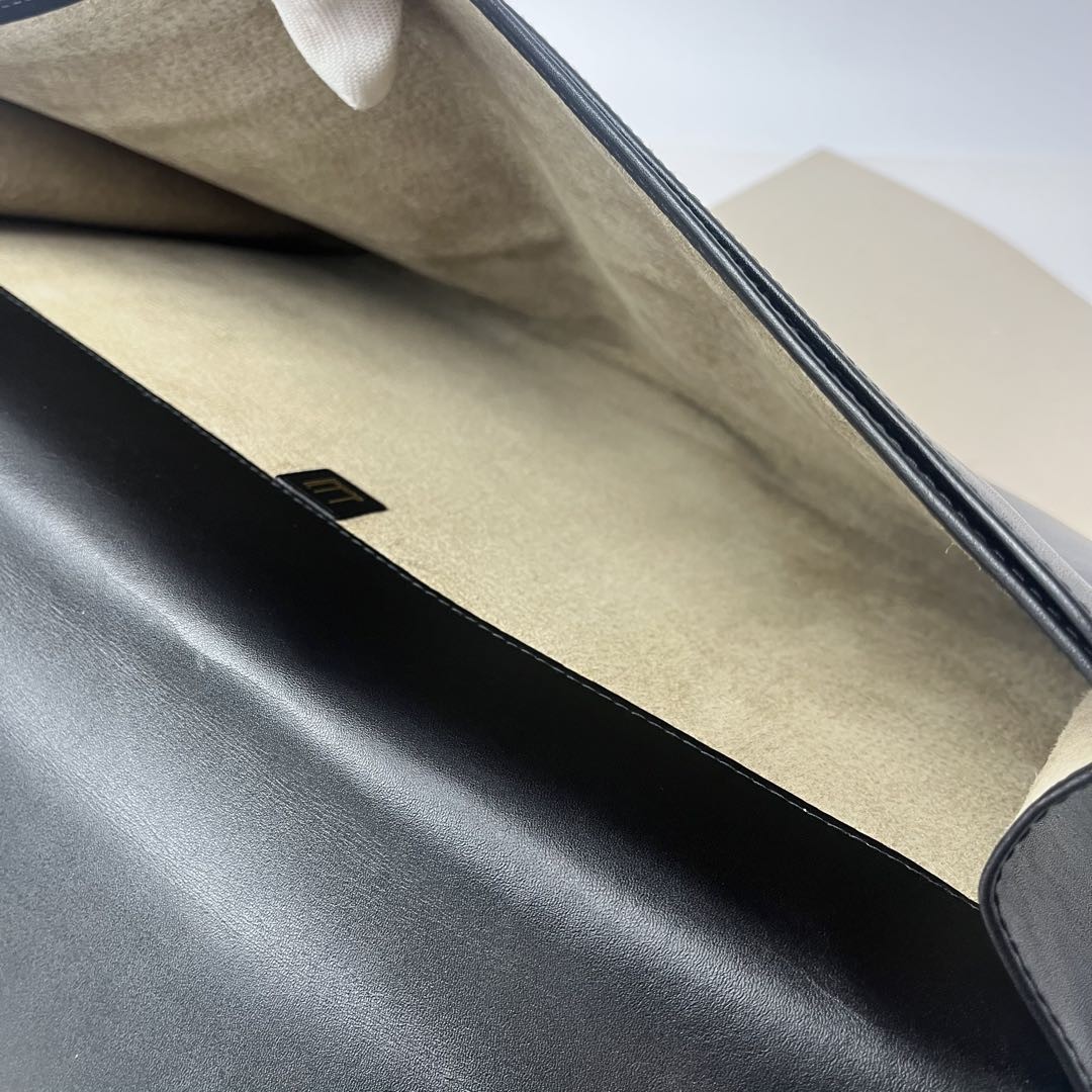 Dunhill Large Clutch Bag Second Bag Black Leather Dial Lock A4 Flap Men’s