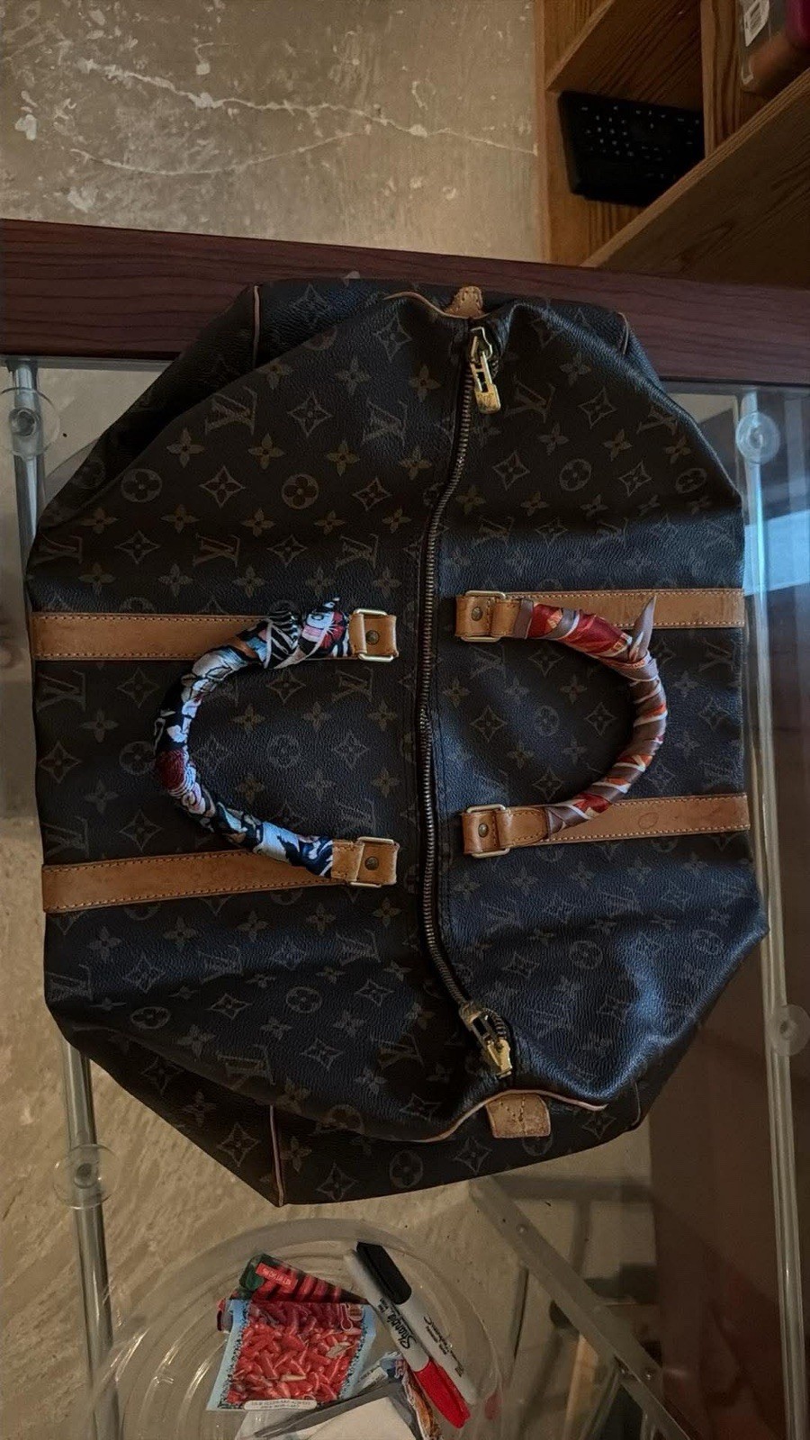 LOUIS VUITTON Keepall 55 Monogram Canvas Brown PVC Brown from Japan