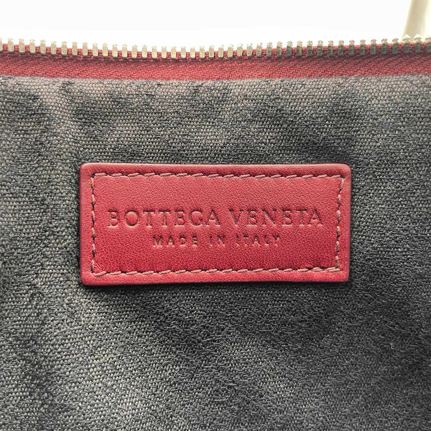 Bottega Veneta Maxi Intrecciato Clutch Bag Pouch Lamb Leather Red Used