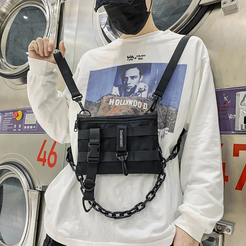 quality Nylon chest bag Unisex Mini Backpack Hip Hop Vest Pack Functional Chest