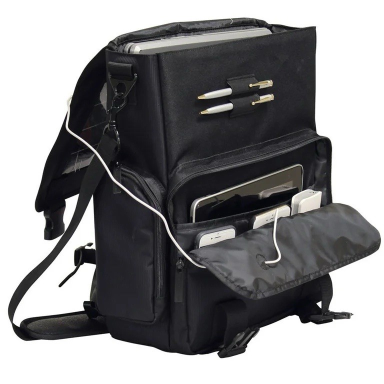 Preferred Nation P5283 Solar Messenger/Backpack Black OSFA