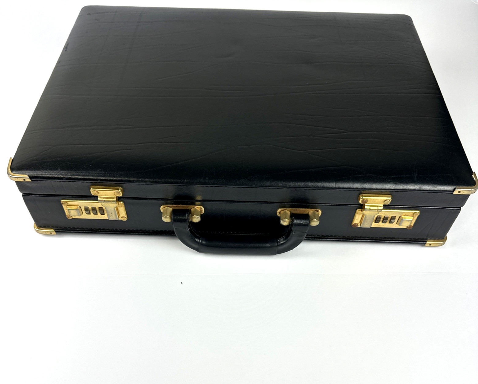 Briefcase Vintage Genuine Leather Made In Spain Top Grain Cowhide Black