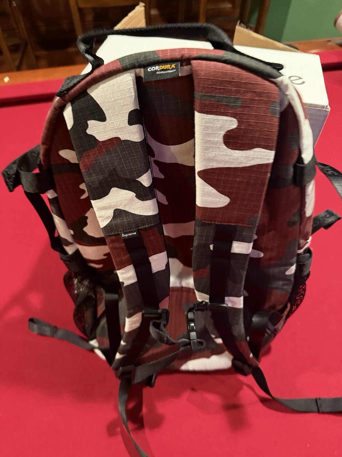 Supreme Logo Red Camo Backpack SS26 *Same Day Ship
