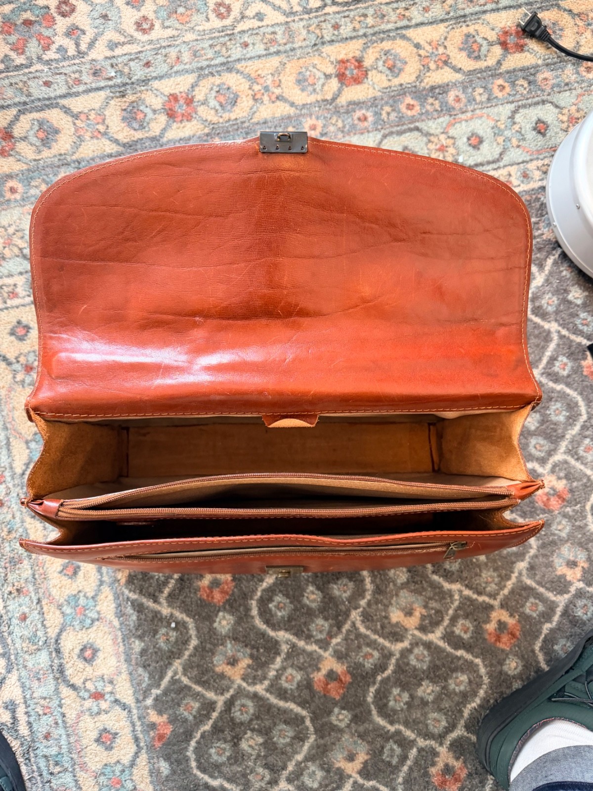 Vintage Italian Leather Briefcase Burgundy Brown
