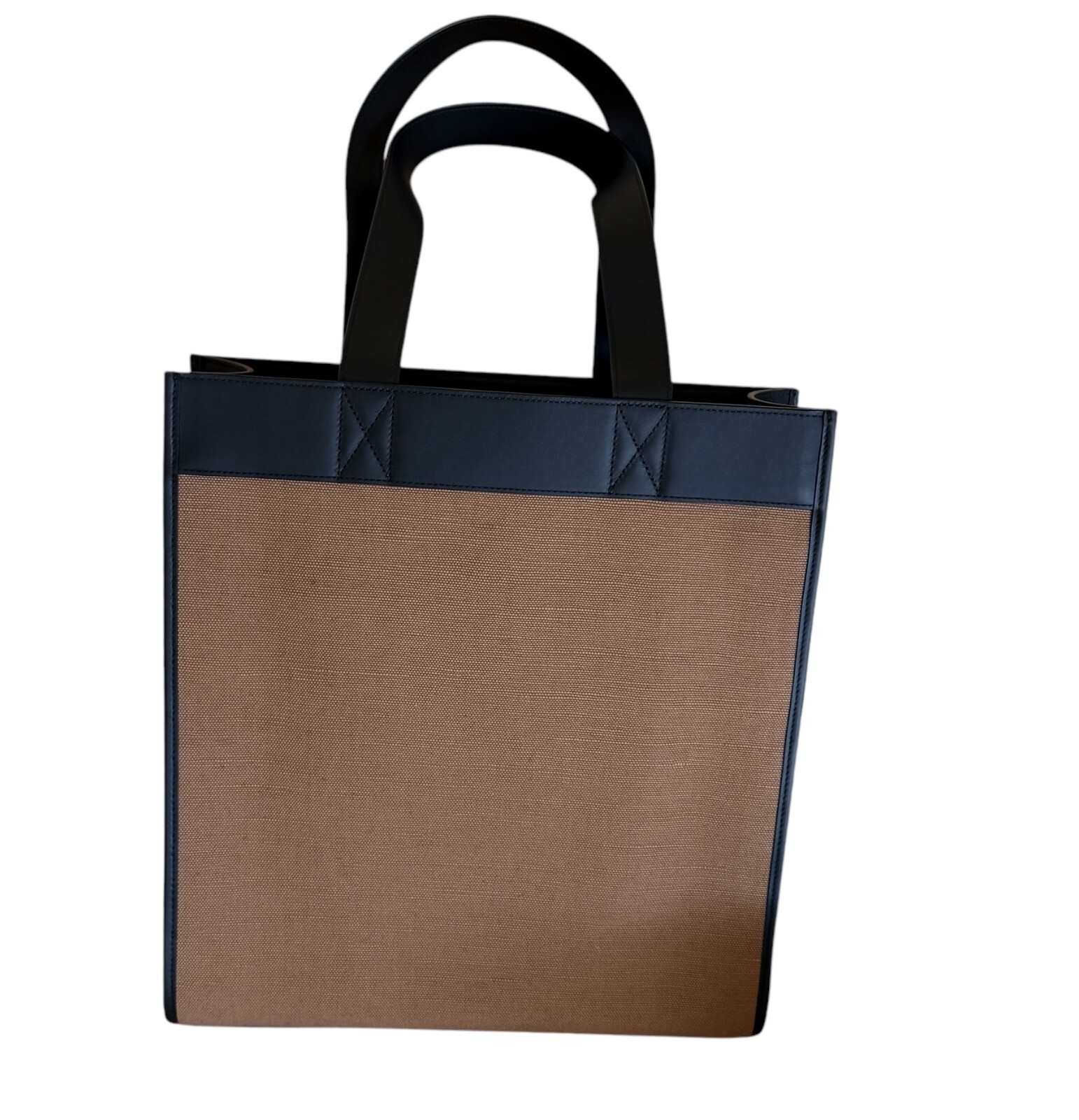 Burberry Camel Fabric and Black leather Medium Tote Bag, 8093452