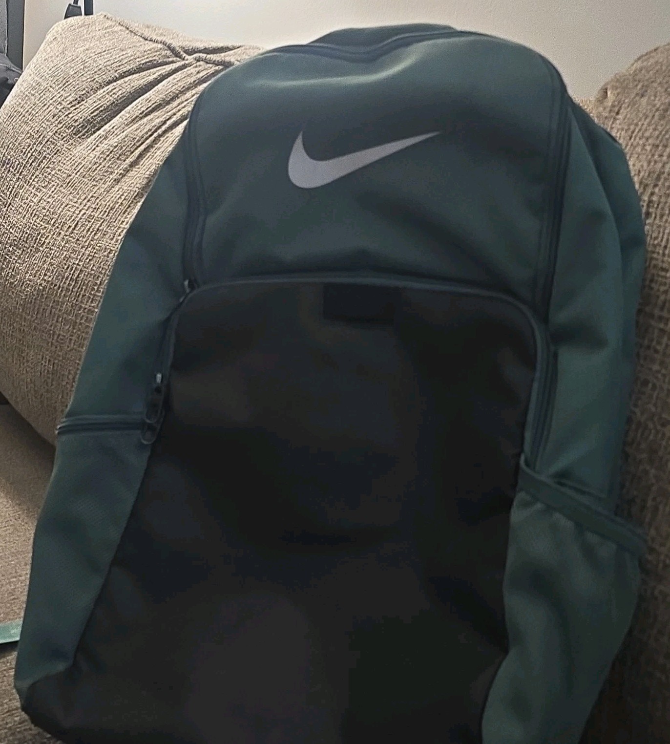 Nike Large Green/Black Backpack Zip Closure Padded Adjustable Straps Pockets