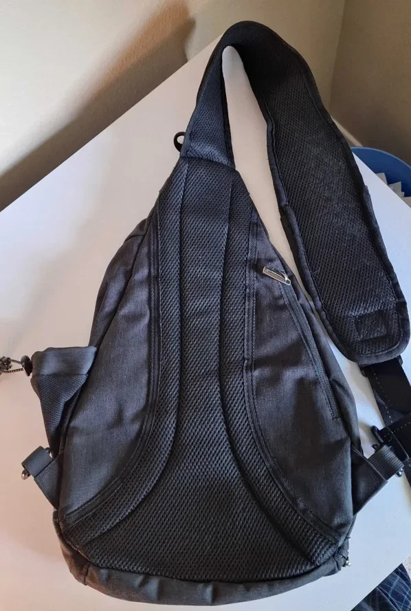 Crossbody Sling Backpack-Single Strap Shoulder Bag with USB Charging Port – Gray