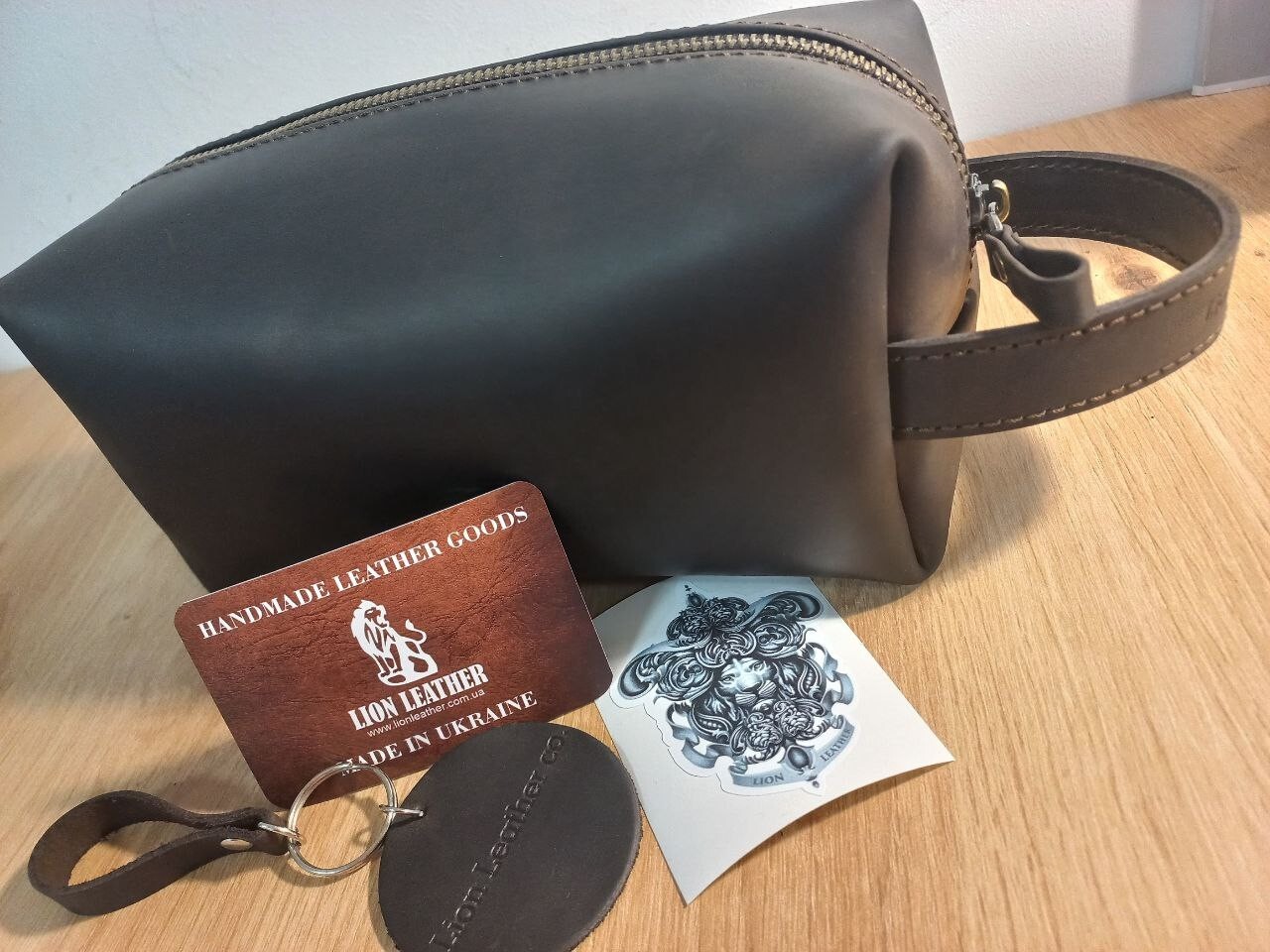 Leather Toiletry Bag For Men Personalized Travel Dopp Kit Handmade Wash Bag