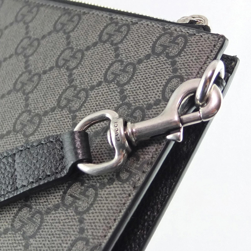 Gucci Clutch Bag 768374 GG Supreme Gray Black Used