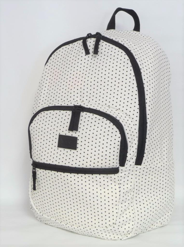 Vans Off The Wall Schooling White Black Heart Laptop Backpack 3 Pocket New NWT