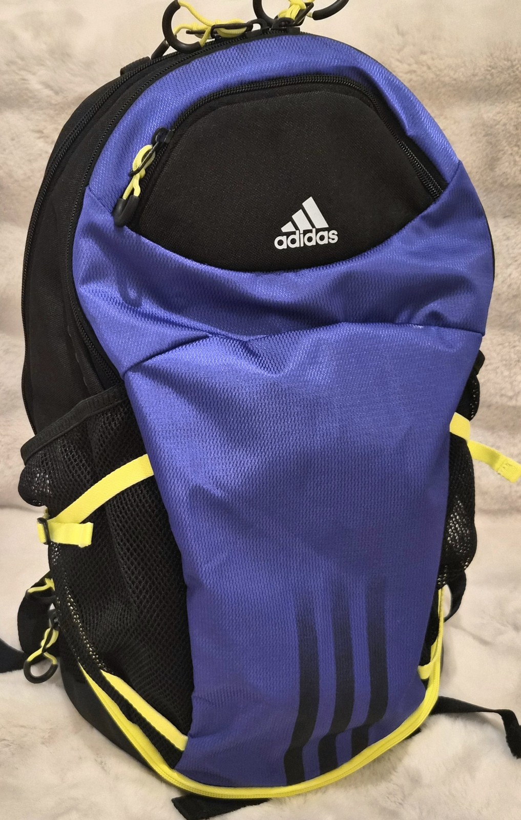 Adidas Backpack Blue Black Neon Yellow Laptop School Hiking Travel Daypack EUC