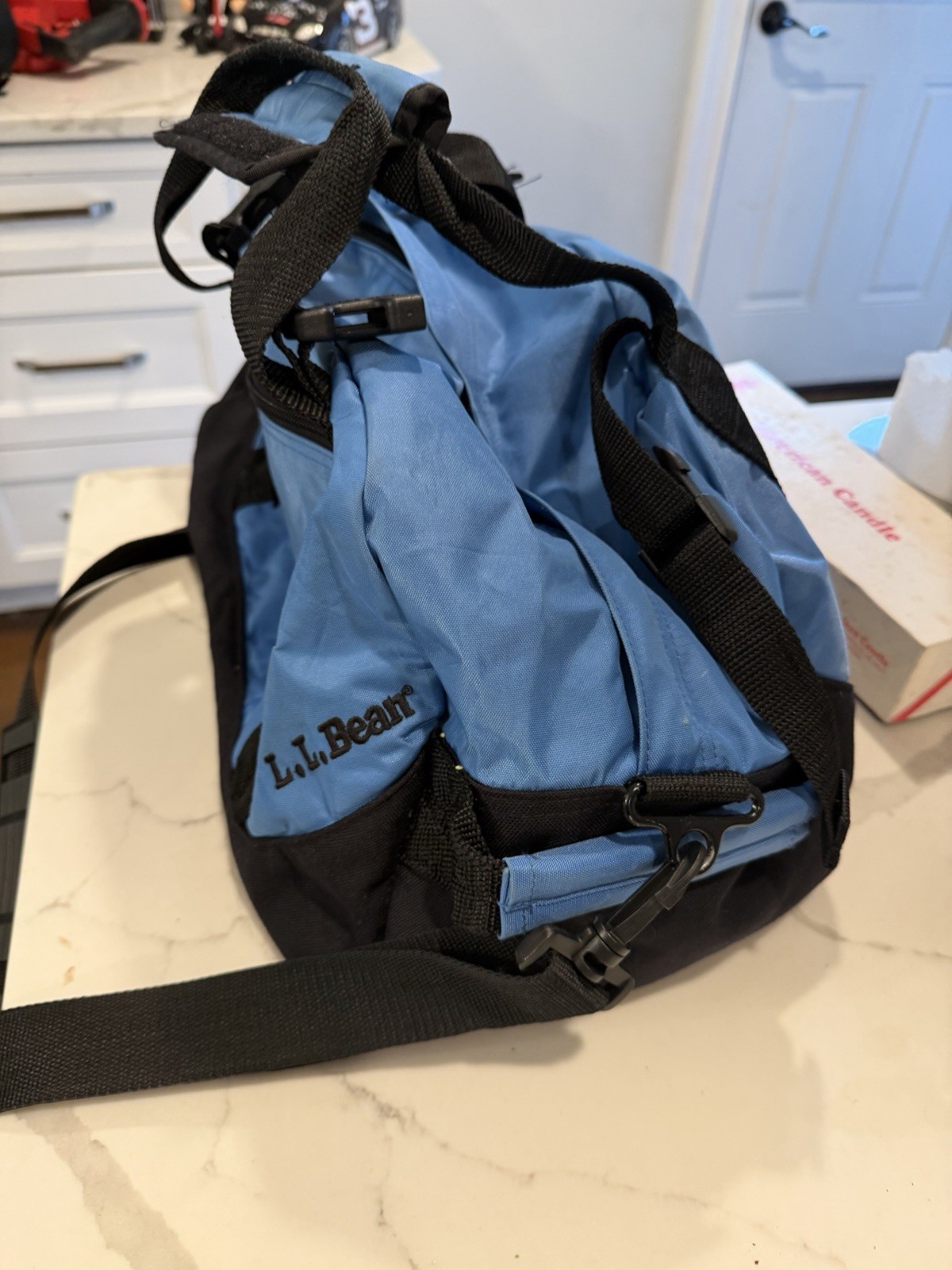 L.L. Bean Blue Fabric Zip Around Outdoor Adventure Duffle Bag
