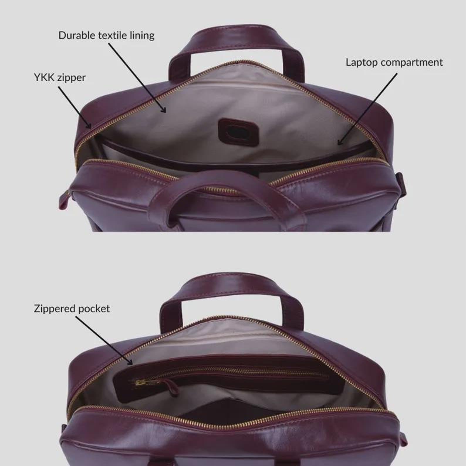 Deep Burgundy Leather Briefcase | Handmade Executive Work Laptop Bag