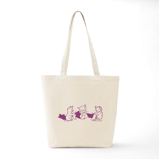 CafePress Three Kittens Knitting Purple Tote Bag (9797953)