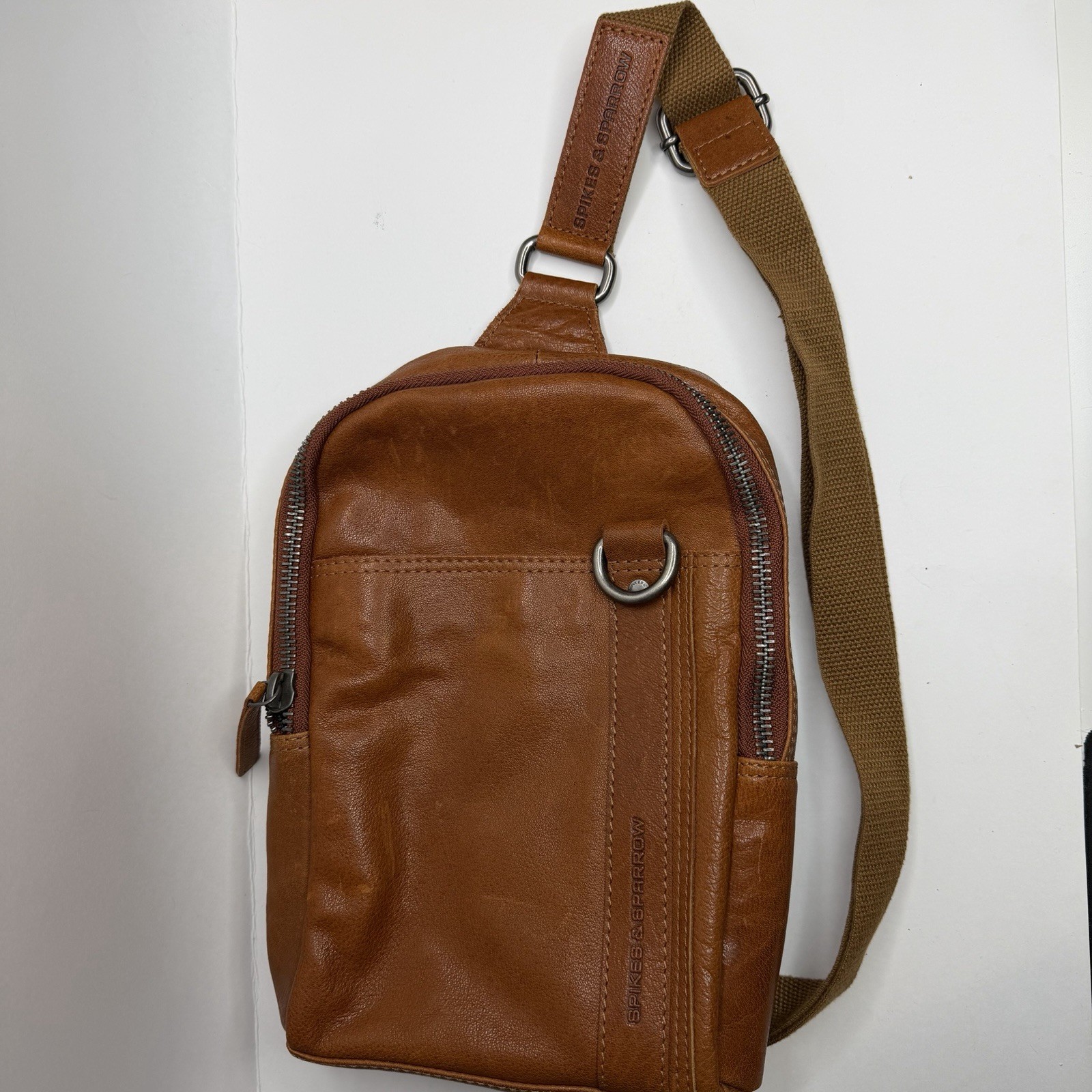 Spikes & Sparrow Camel Crossbody Shoulder Sling bag Leather Bag