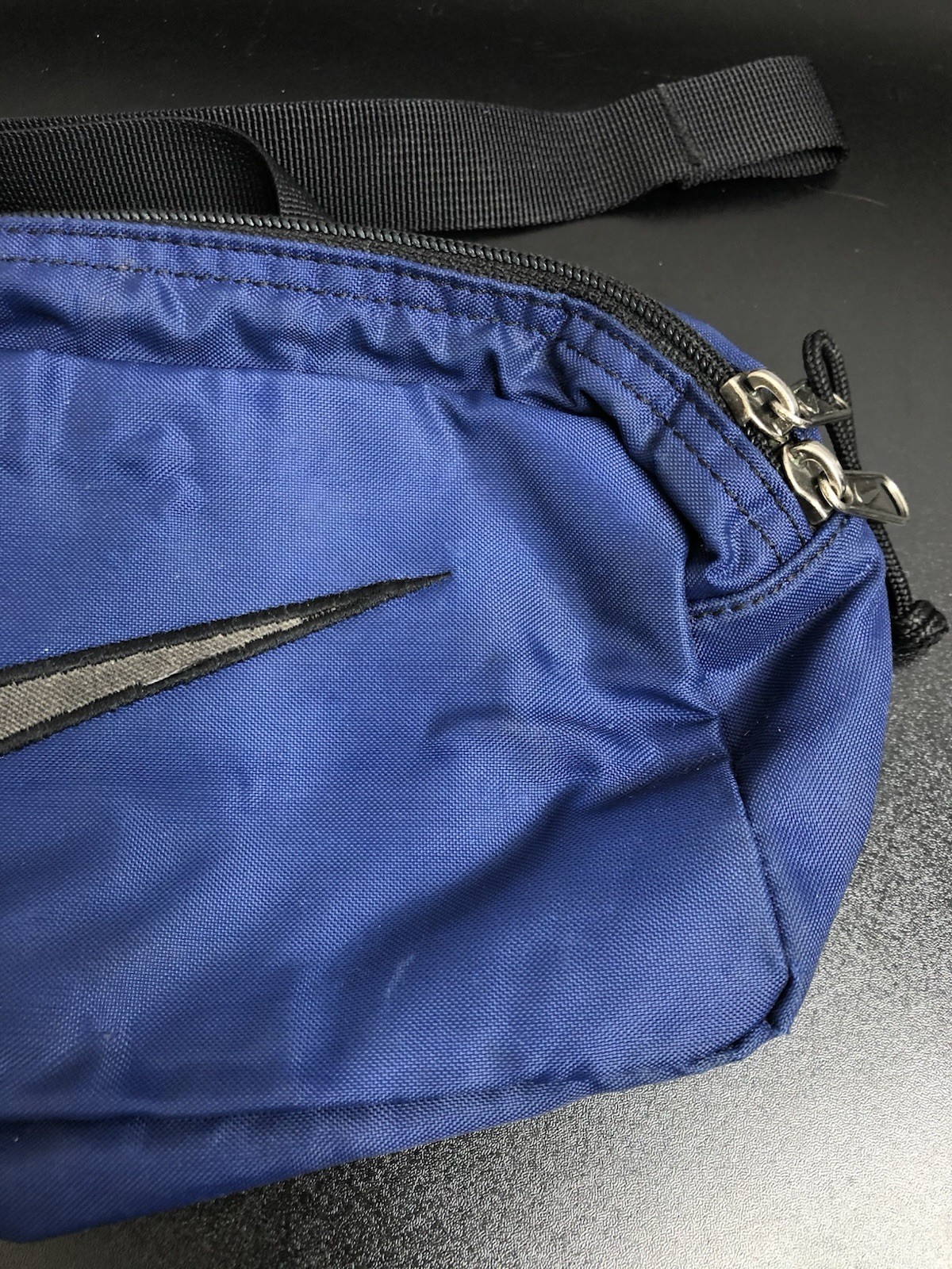Vintage Nike Dark Blue & Black Fanny Pack Waist Bag White Tag Buckle EUC