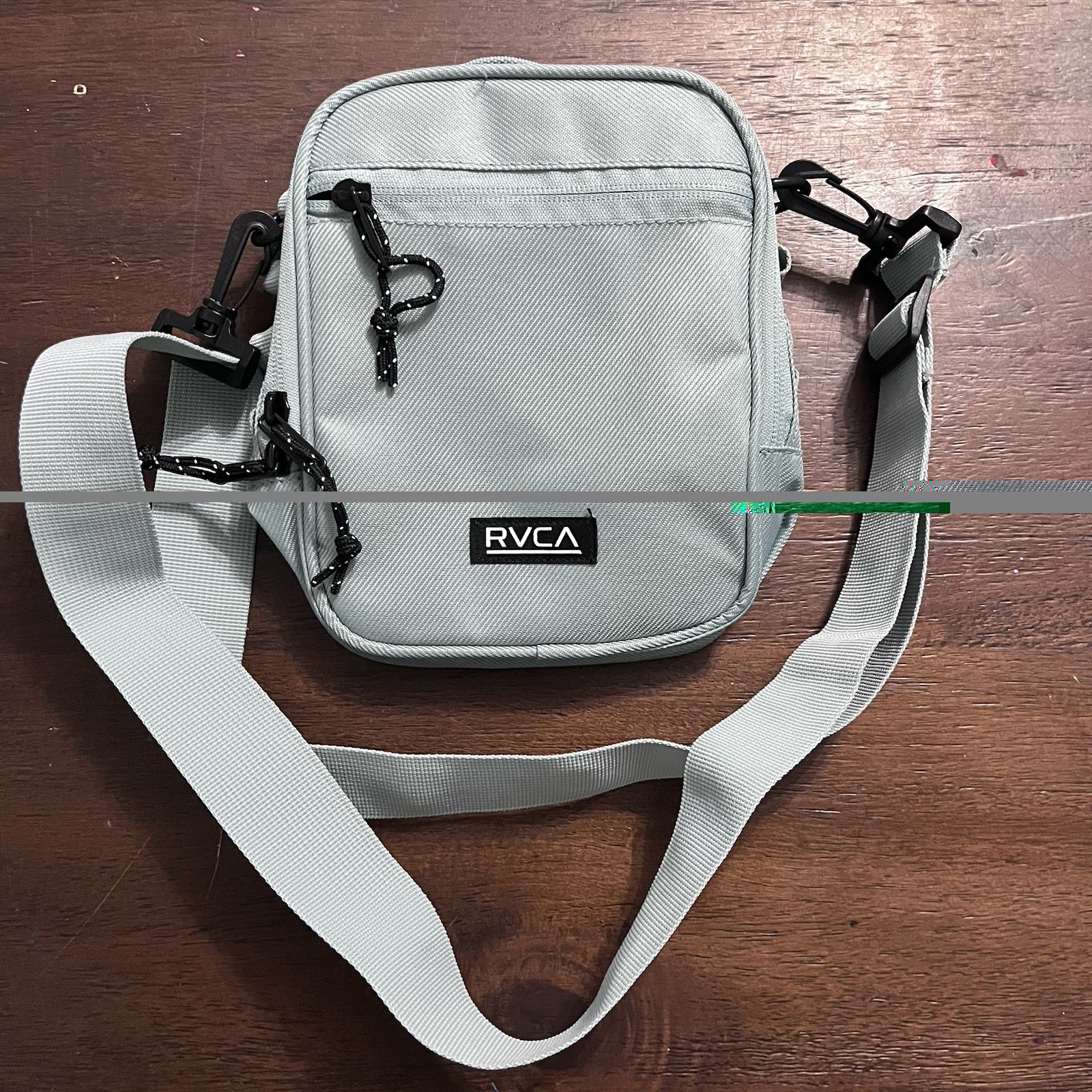 RVCA Mission Crossbody Bag Removable Strap, Front Zip Pocket Scrubs Green