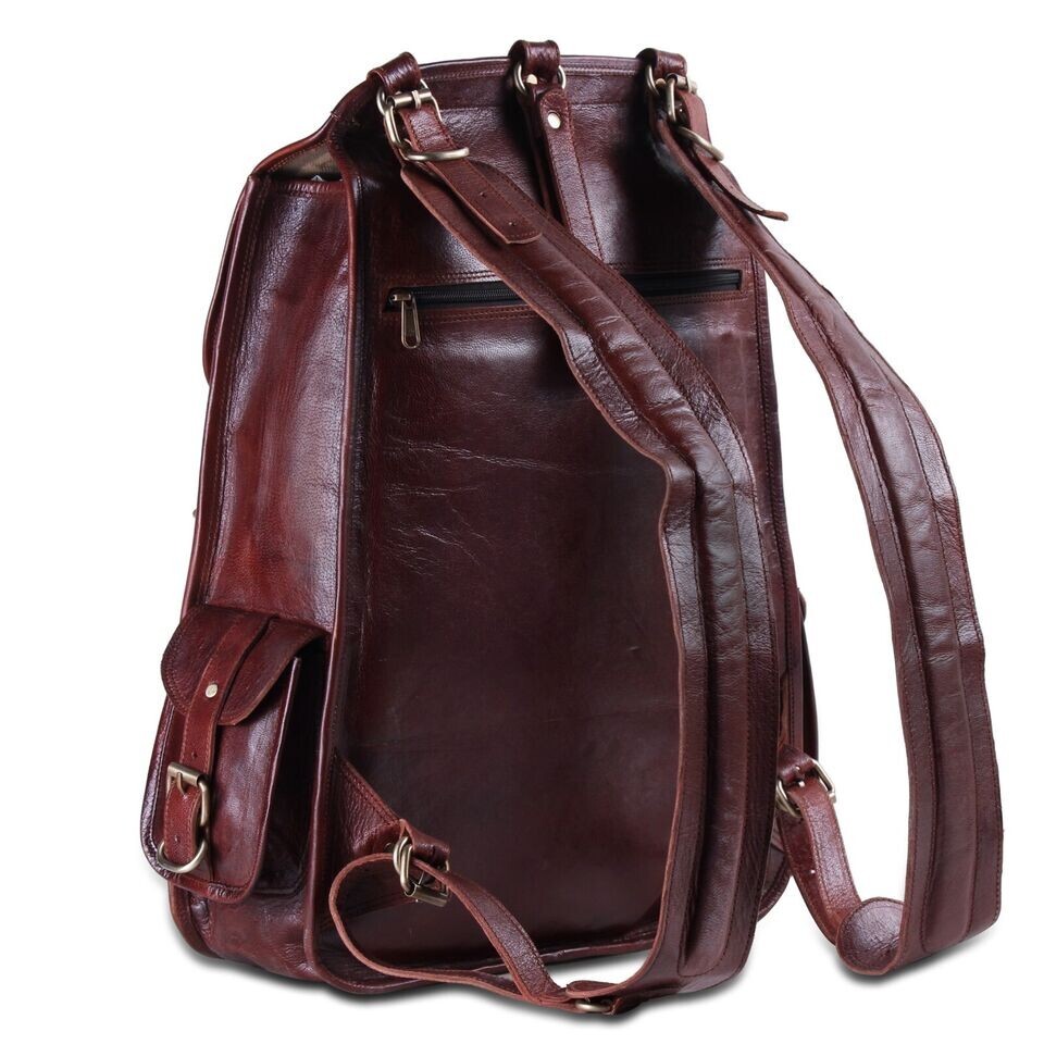 Shoulder New Handmade World Brown Genuine Leather Backpack Laptop Bag