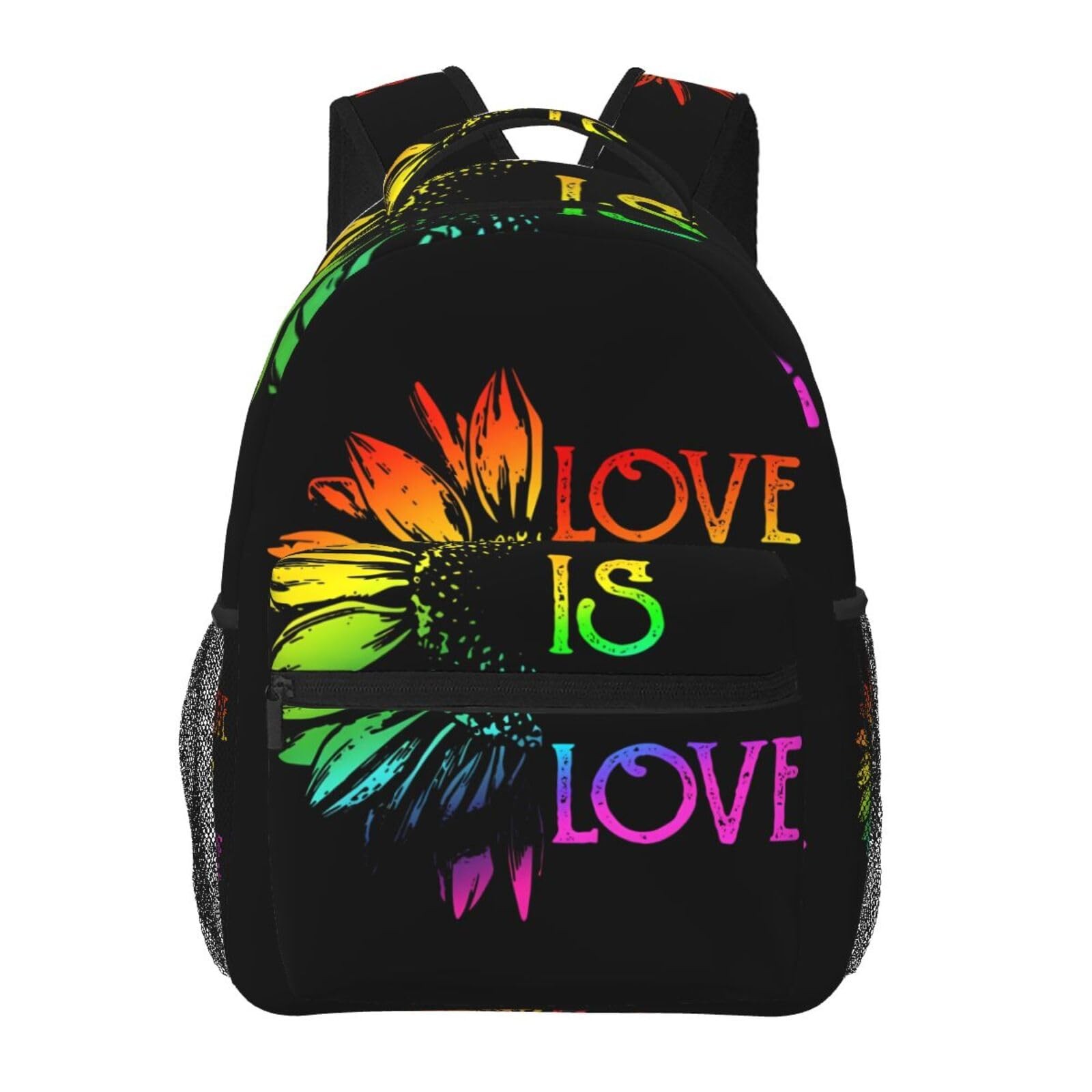 LGBT Rainbow Gay Pride Flag Love Is Love Sunflower Laptop Backpacks Double Sh…