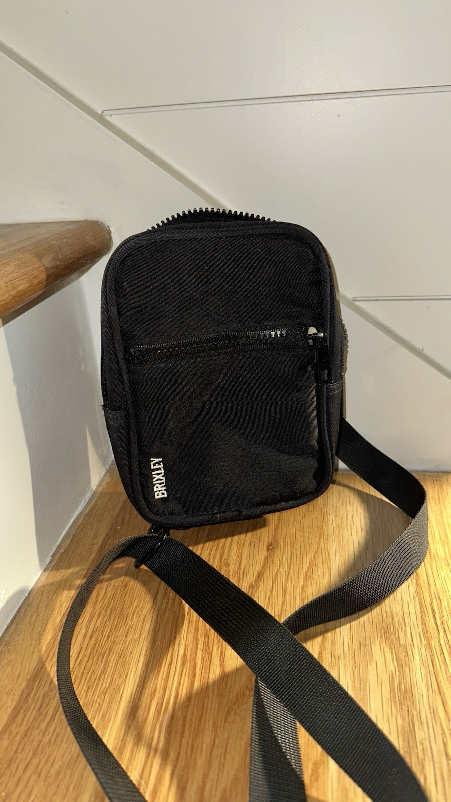BRIXLEY Black Fabric Shoulder Bag Zip Closure Solid