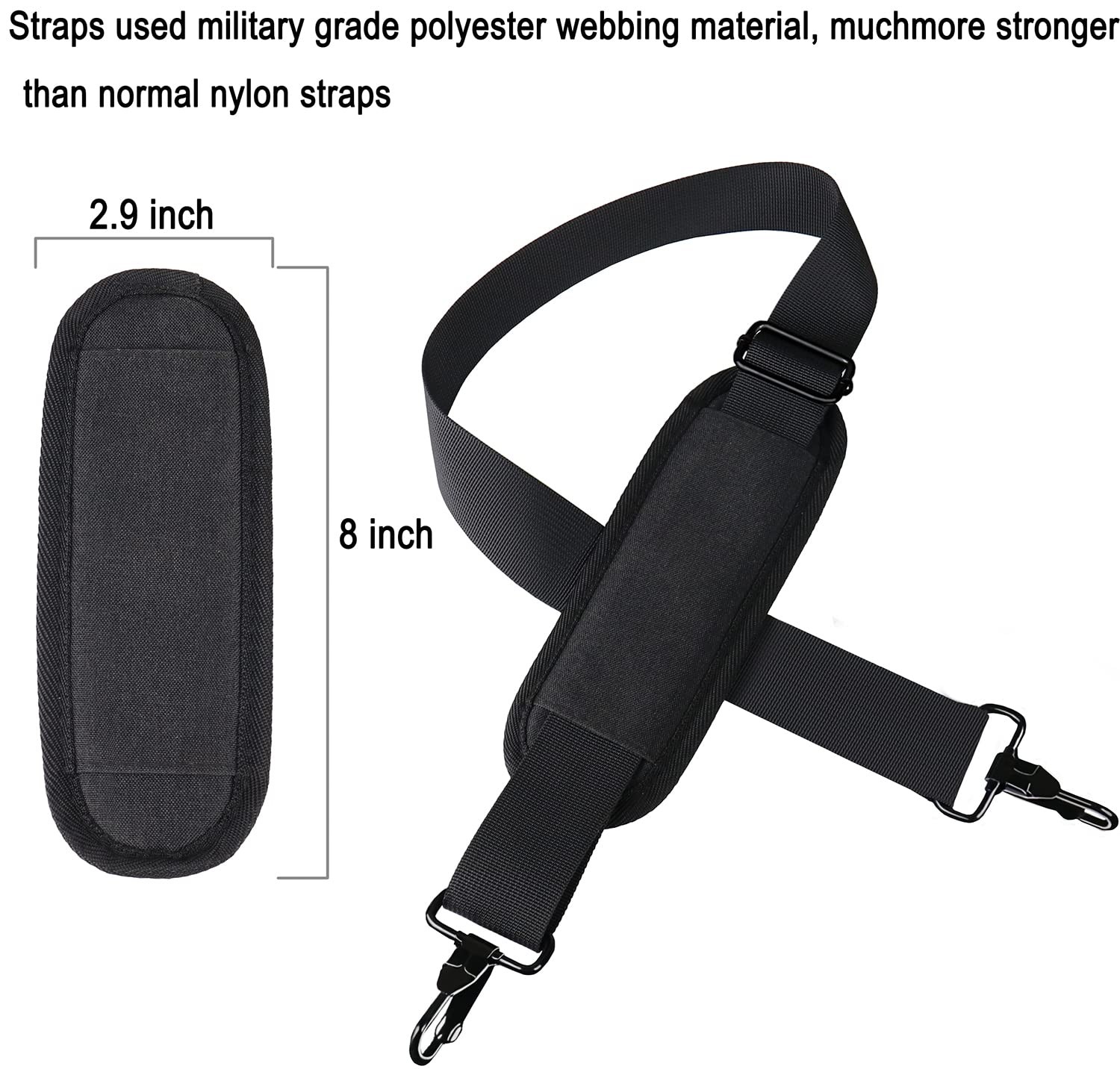 56 Inch Adjustable Shoulder Bag Strap Luggage Duffel Bag Strap with Metal Hook