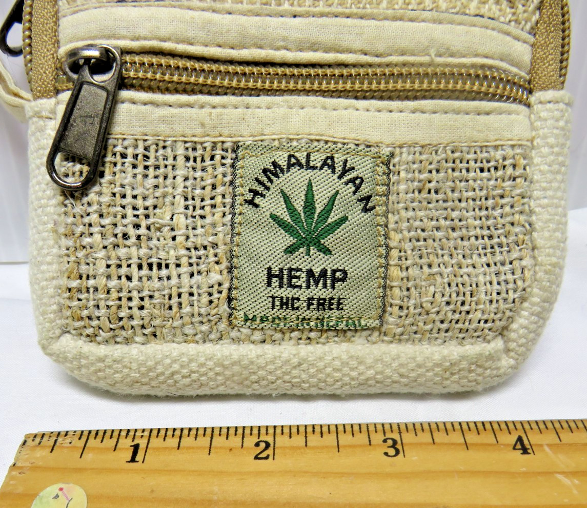 Himalayan Hemp THC Free Plain & Simple Beige Mini Handmade Coin Wallet