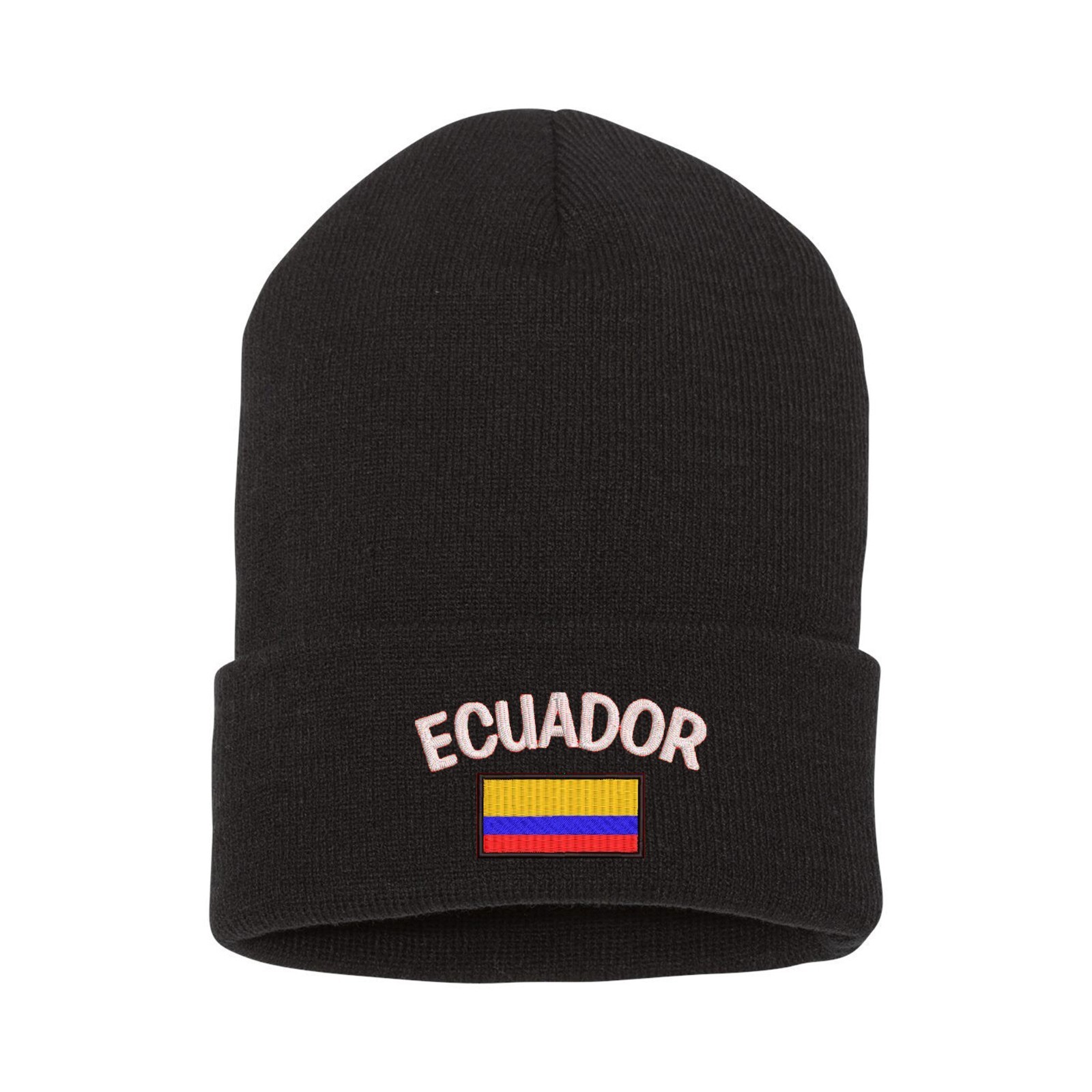 Ecuador flag embroidered beanie hat, country flag embroidered beanie hat