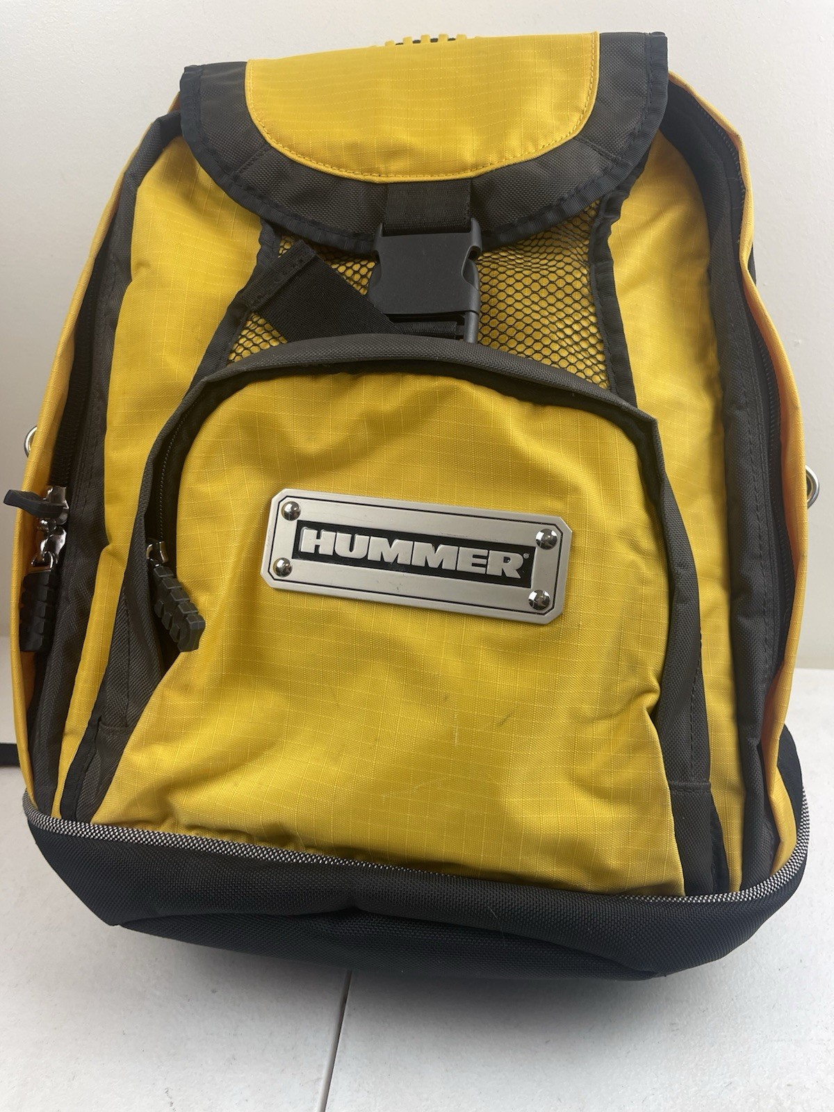 Vtg Samsonite Hummer Series Backpack Charcoal Yellow Rugged Y2K Utility