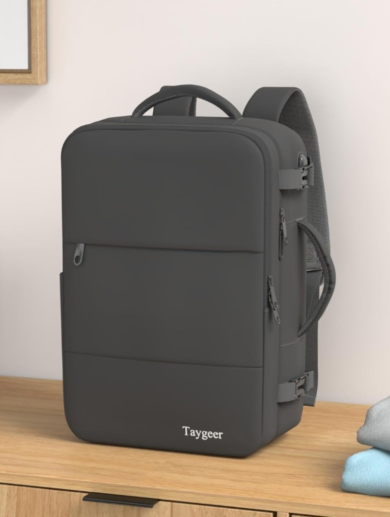 Taygeer 35L Travel Laptop Backpack USB Port Carry On Bag Fits 15.6″ Black NEW