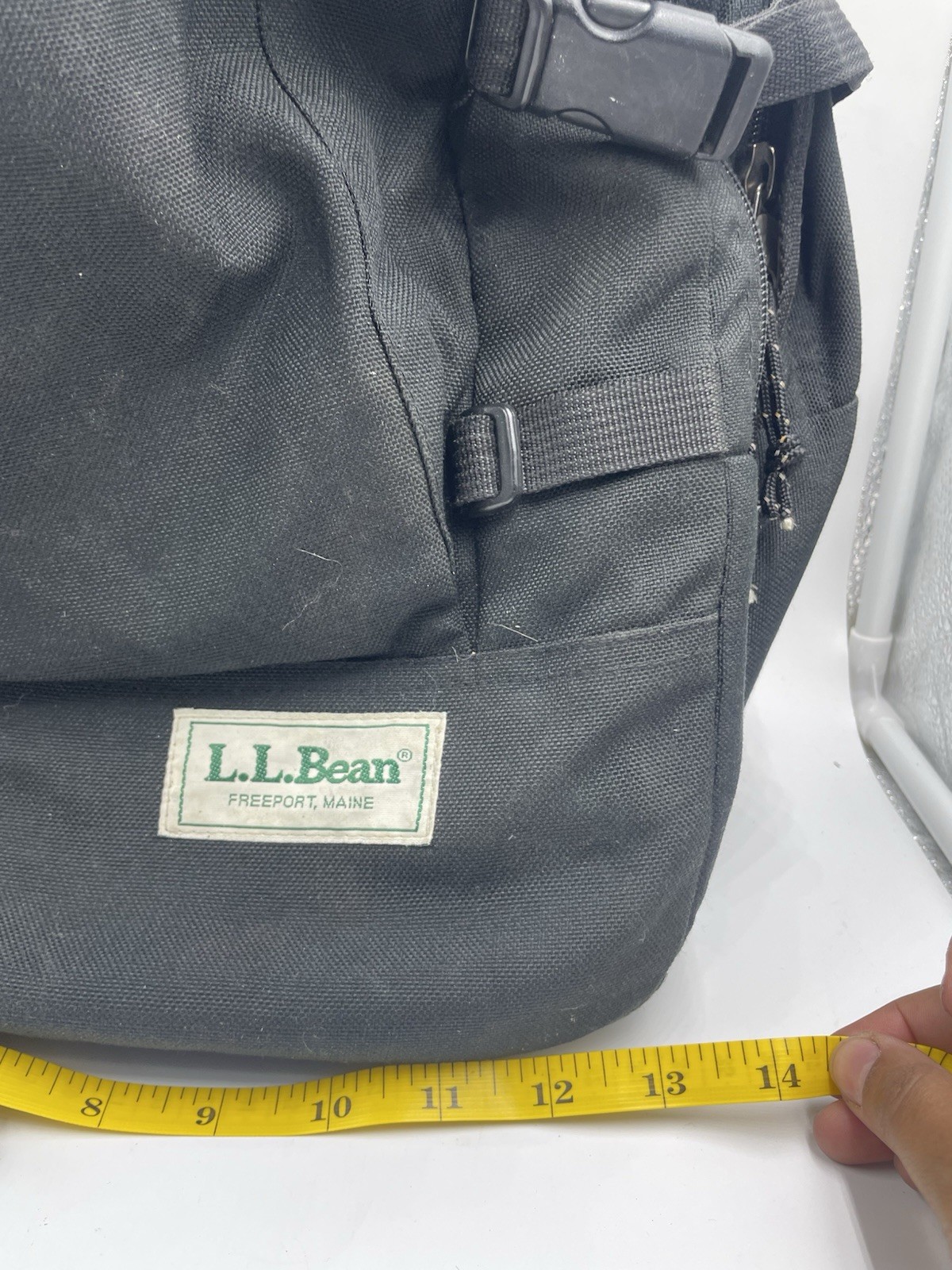 Vintage 90s LL Bean Campus Computer Backpack Black Canvas Heavy Duty School Bag