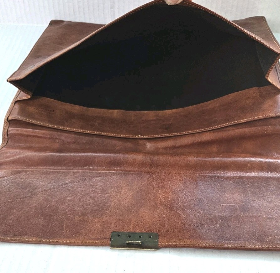 Vintage Gut Style Germany Full Leather Portfolio Briefcase Attache Brown Case