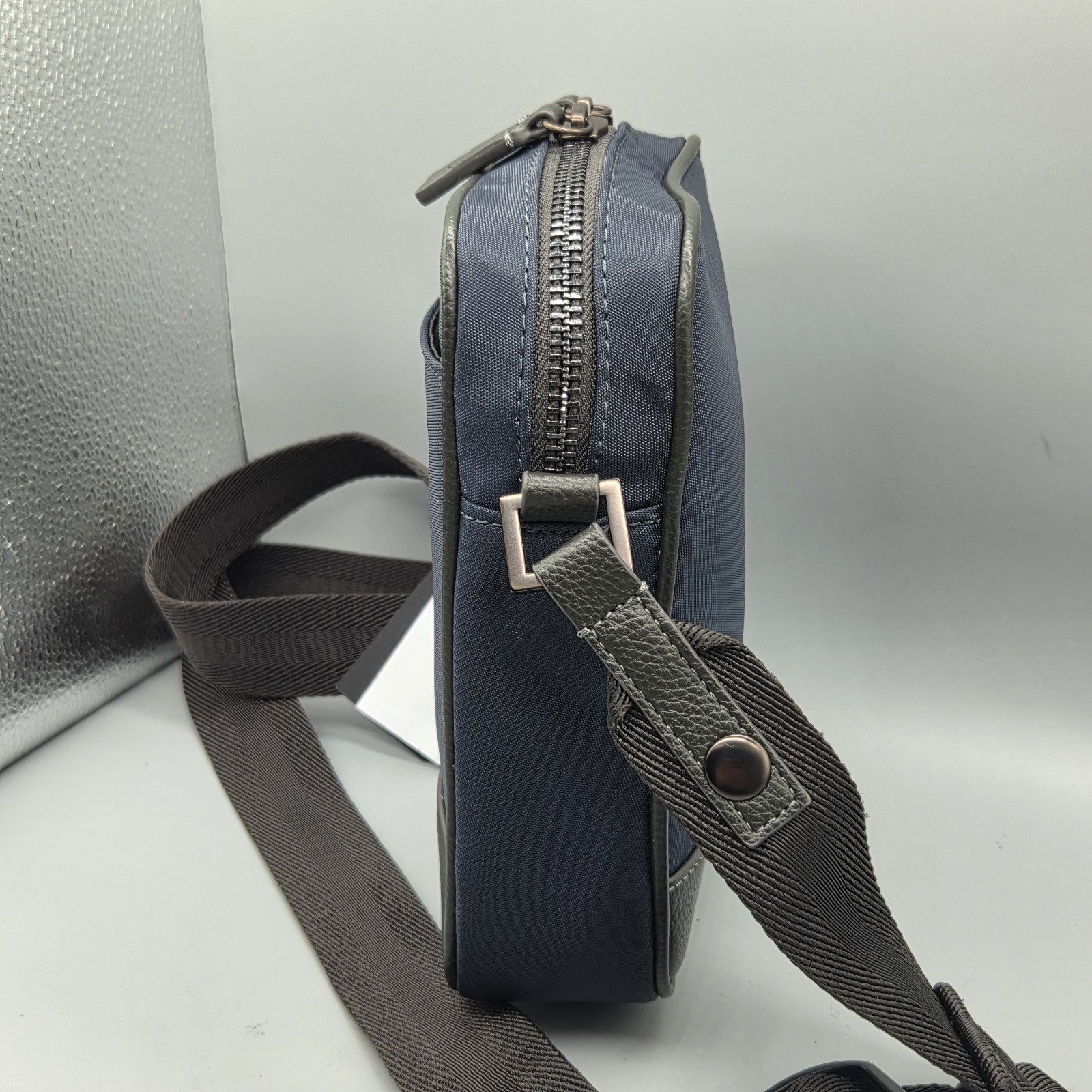 Ted Baker London Fairford Sling Crossbody Bag Navy Nylon/Black Coffee NEW