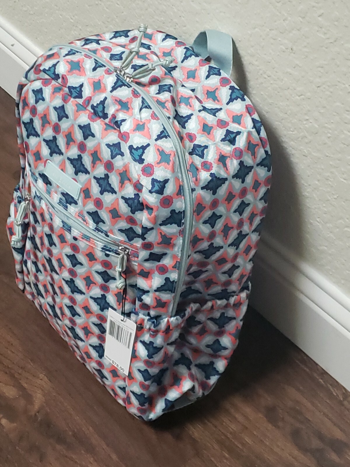 Vera Bradley Lighten up Study Hall Backpack, Water Geo