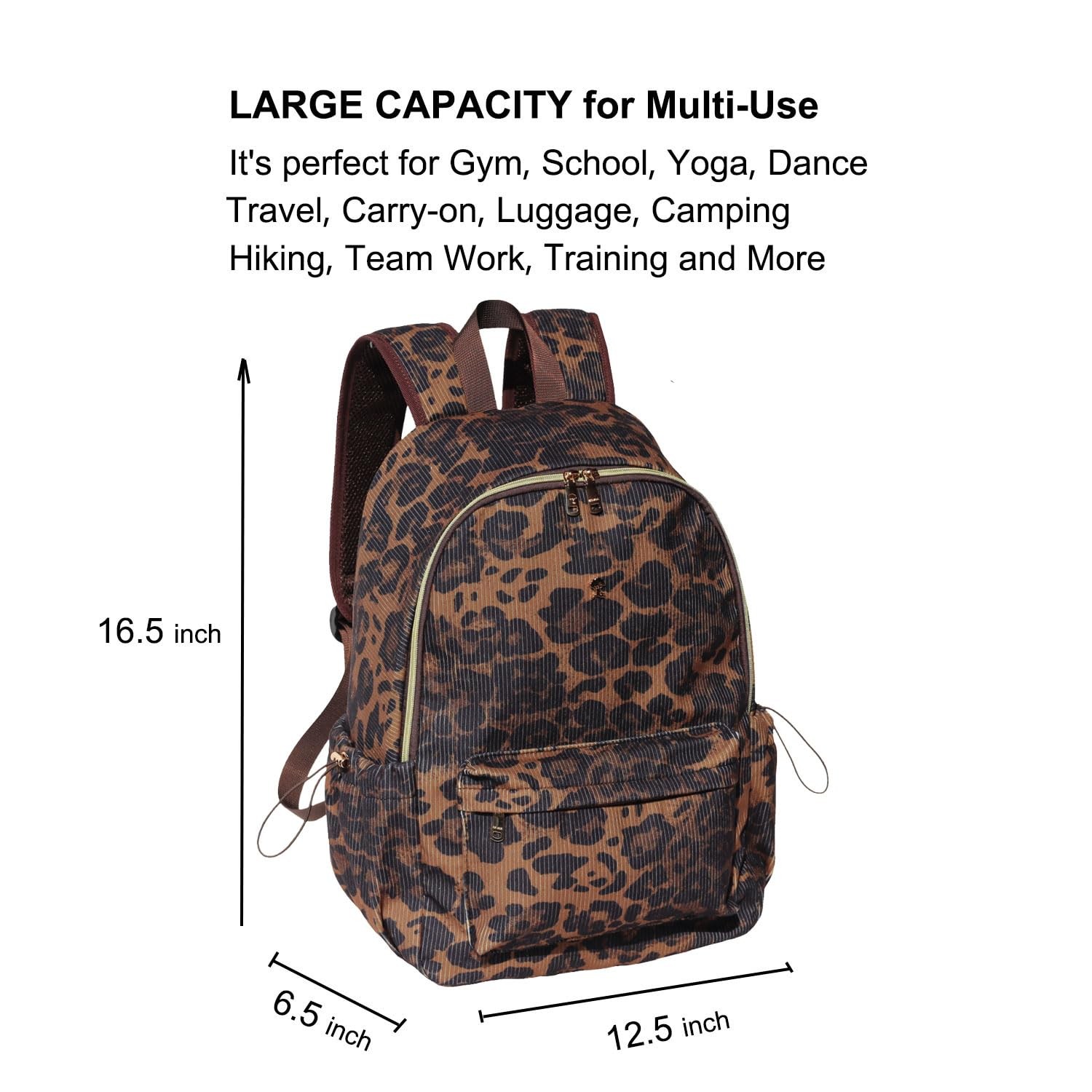 Corduroy Backpack Lightweight 17 Inch Laptop Bag Casual Leopard Print Women