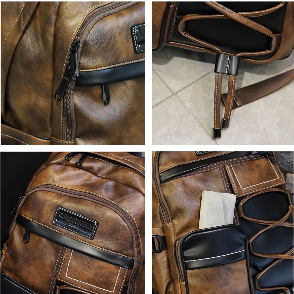 US Business Mens Genuine Leather School Backpack Laptop Travel Waterproof Bag