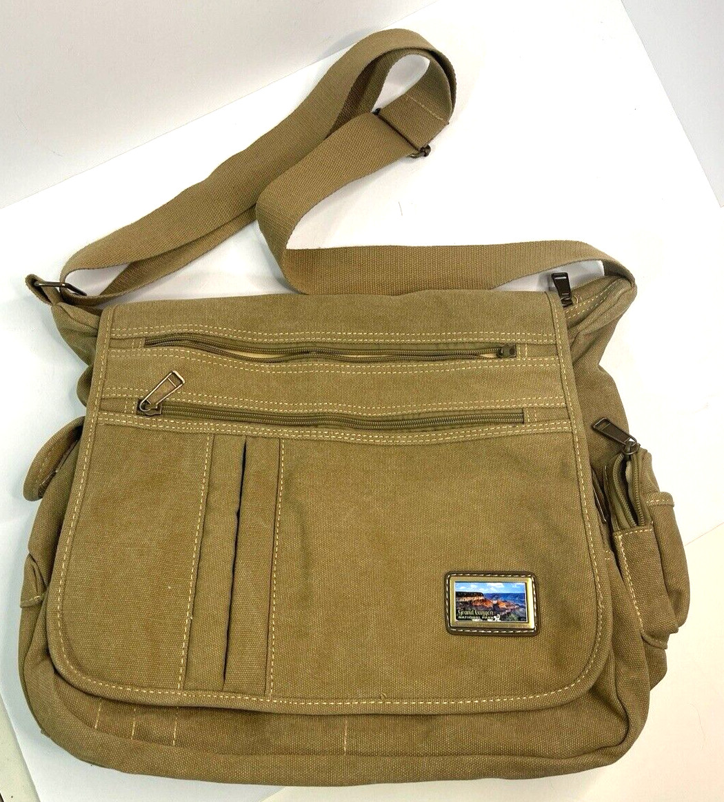 Grand Canyon NP Military Style Khaki Messenger Crossbody Bag Large Zipper Canvas