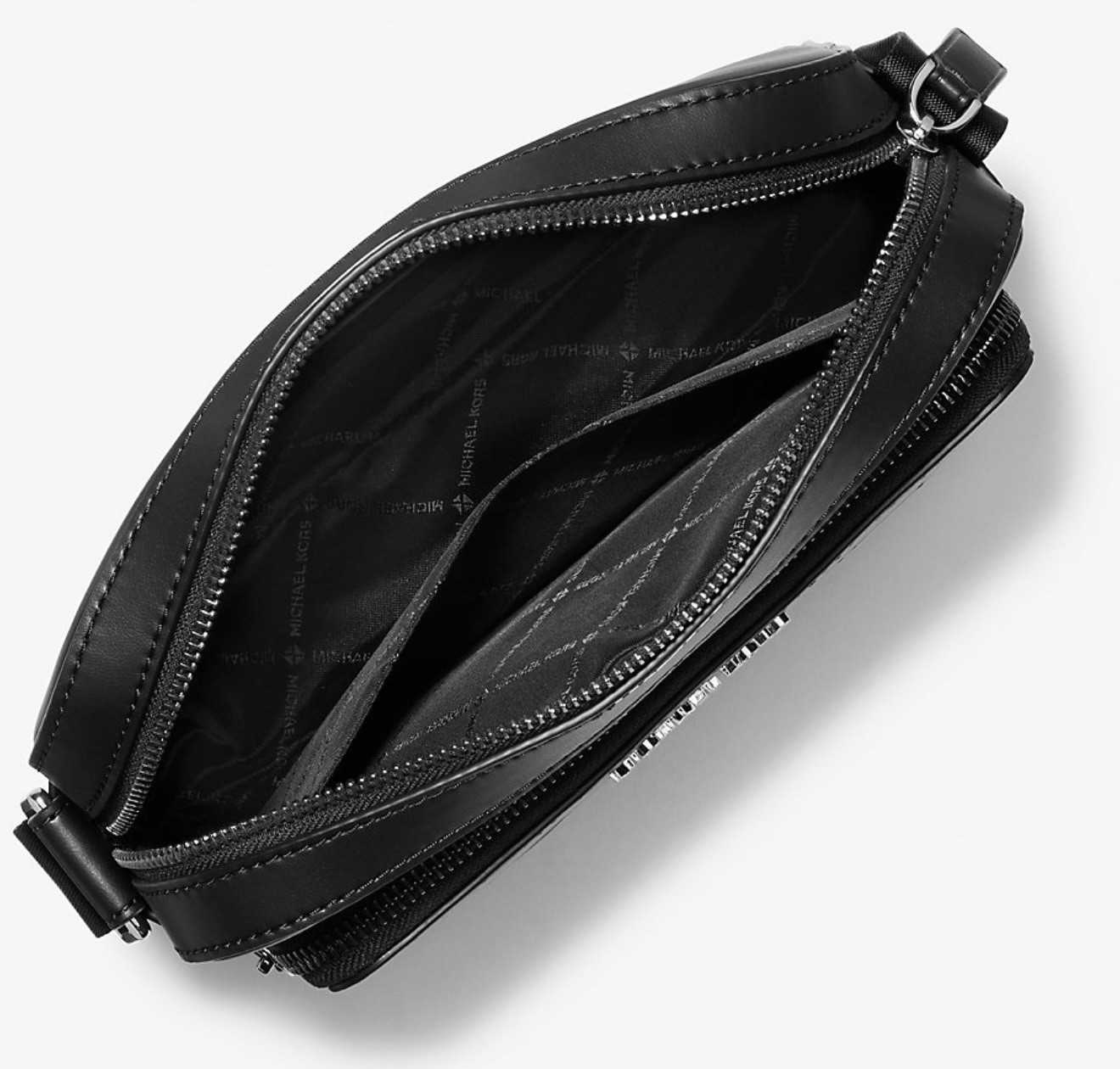 Michael Kors Cooper Logo Embossed Crossbody Flight Bag Black