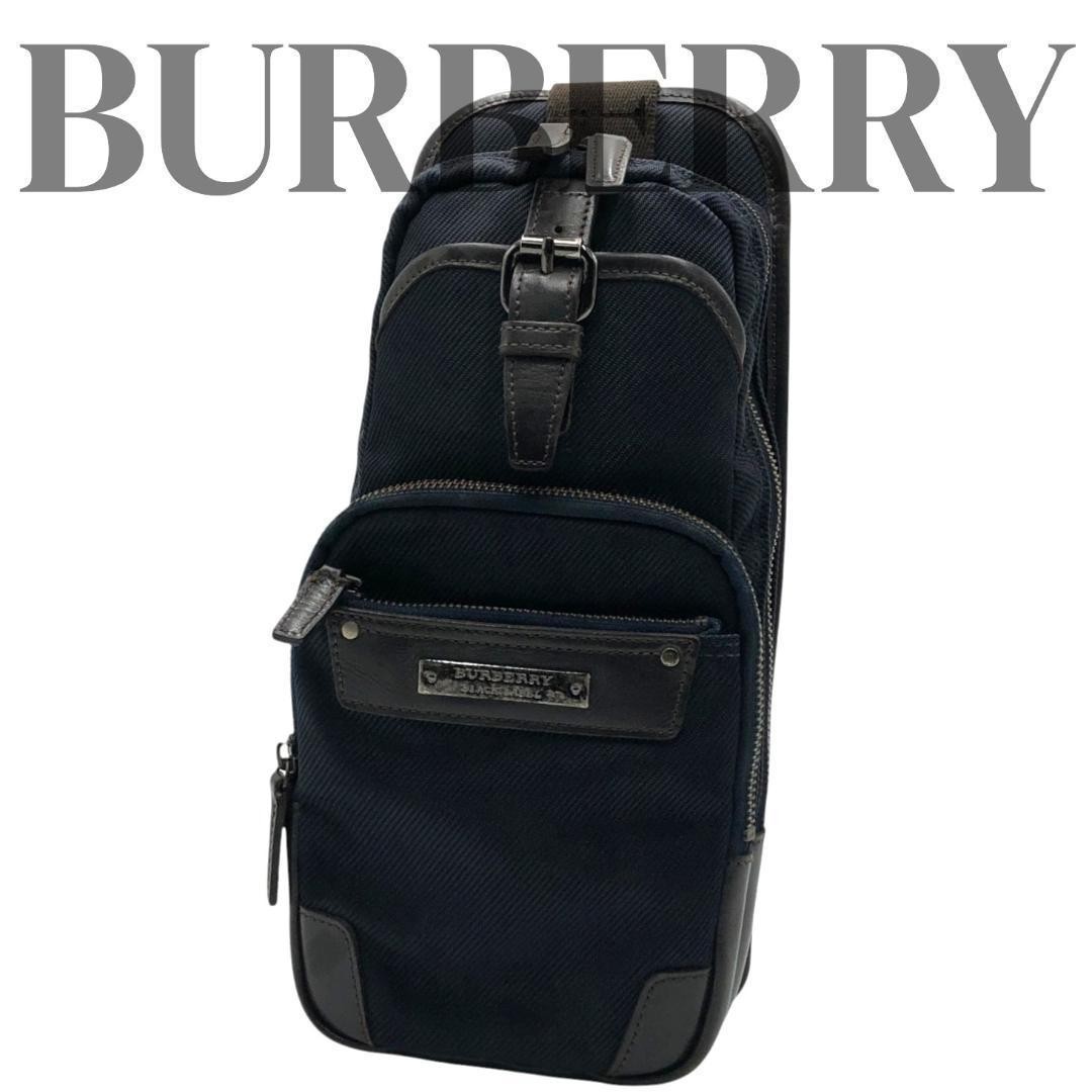 BURBERRY BLACK LABEL Men’s Sling Bag Navy x Brown From Japan