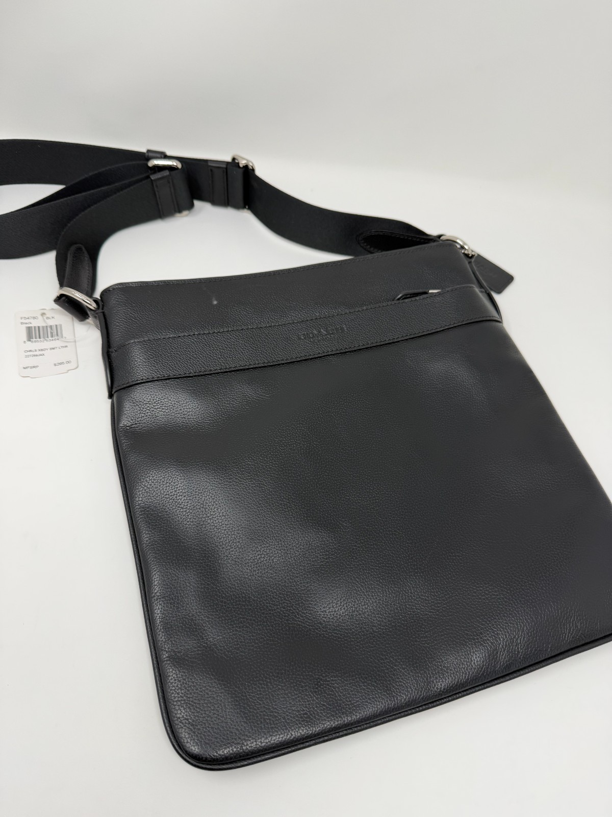 Coach Crossbody F54780 Charles In Calf Black Leather Messenger Black