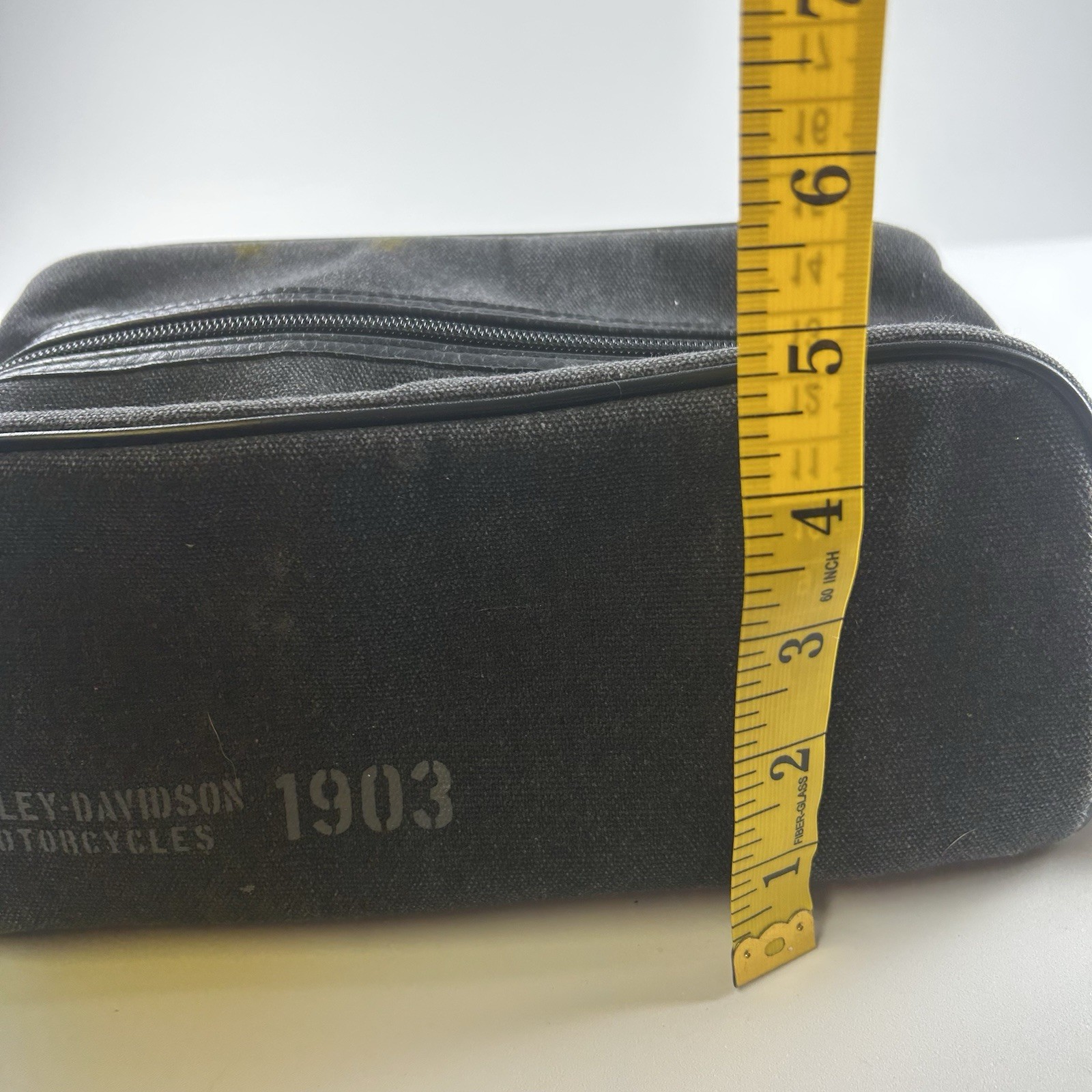 Harley Davidson Men’s Durable Cotton Fabric Canvas Shaving Kit Bag Gray NEW