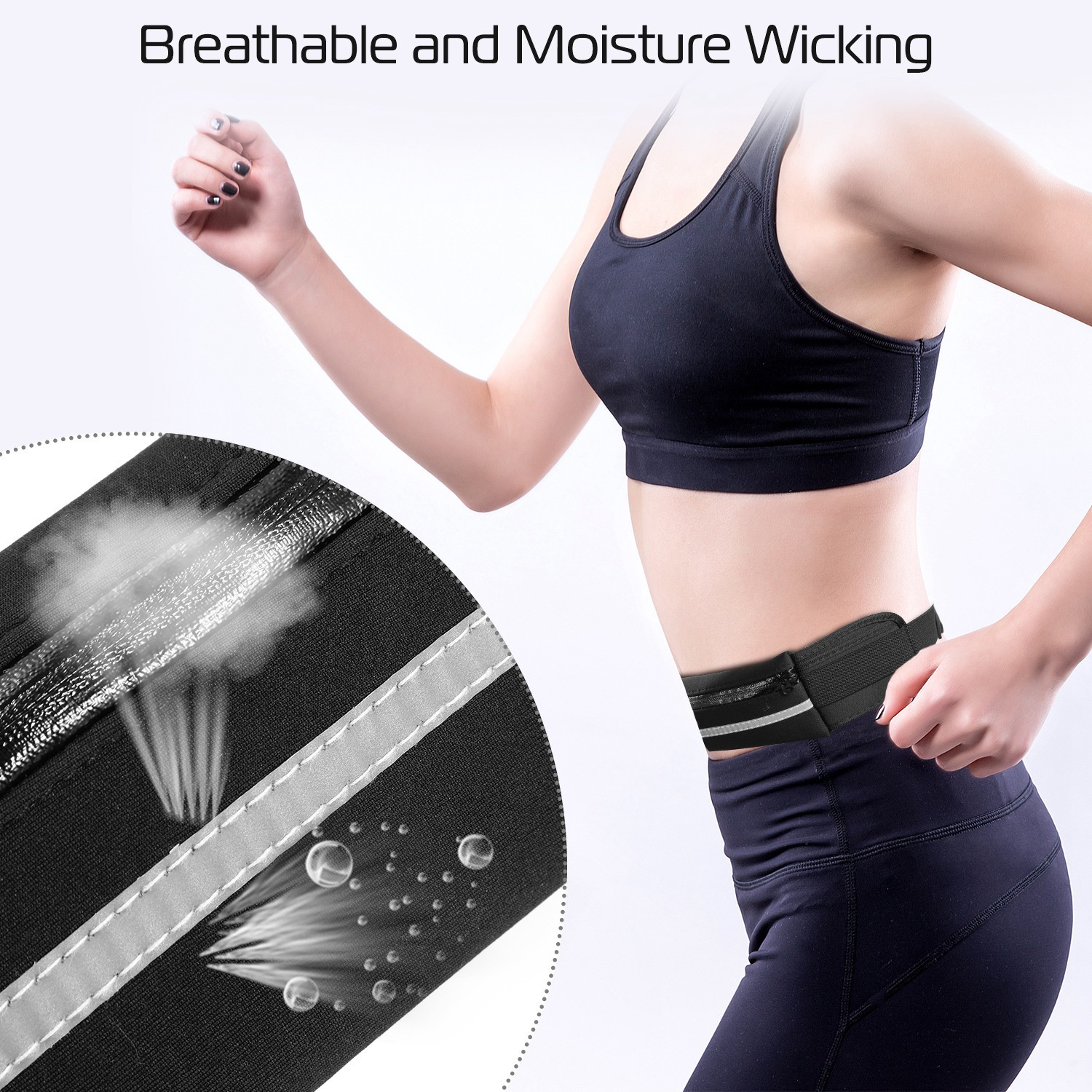 Sports Running Waist Bag Waterproof Adjustable Belt Pouch for Fitness Travel