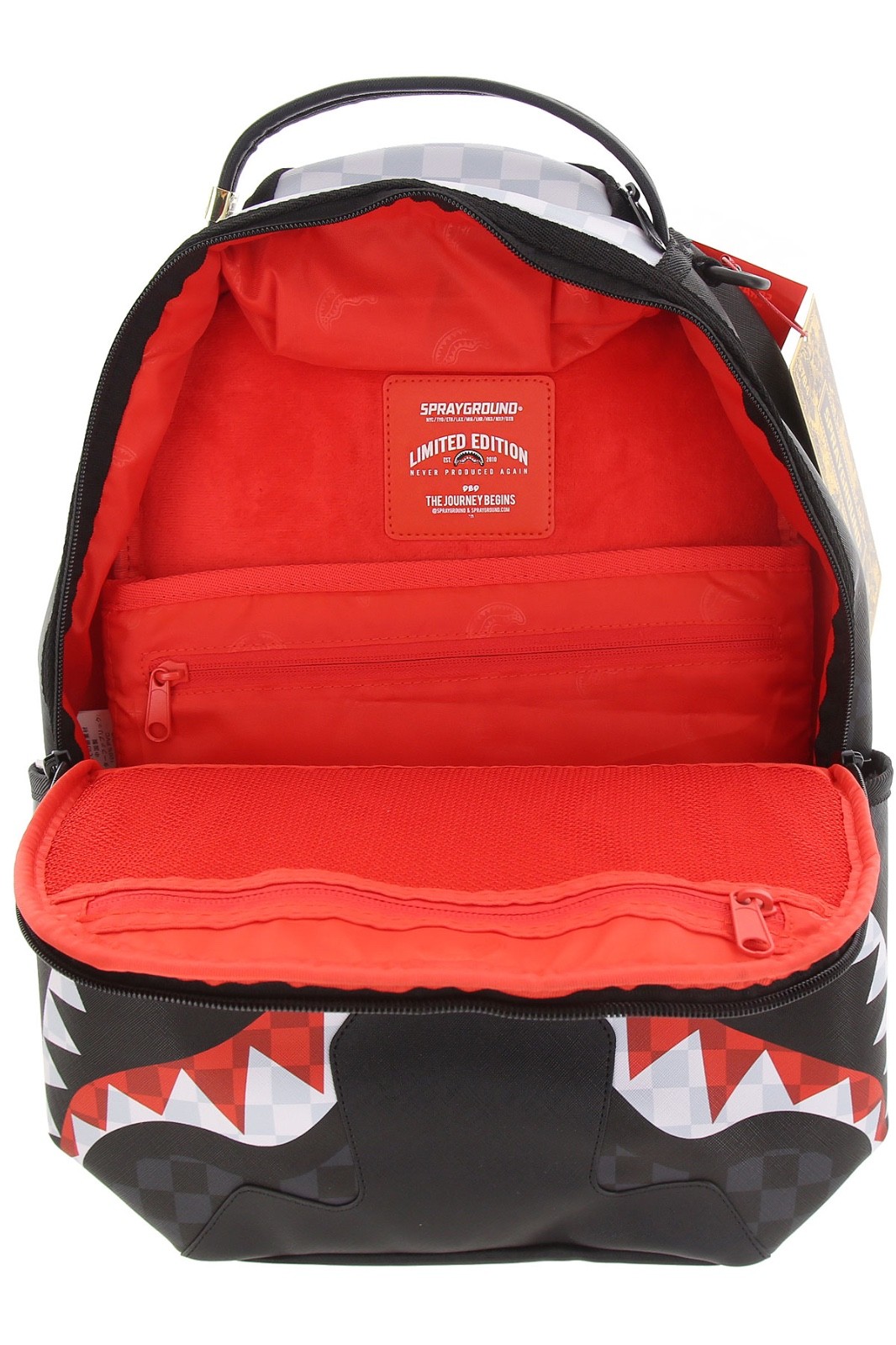 Sprayground Black Checkered Mini Duffle Shark In Paris Logo Monogram New Bag