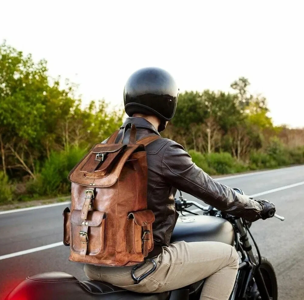 25″ Vintage Leather Handmad Travel Shoulder Men’s Satchel Backpack Study Bag