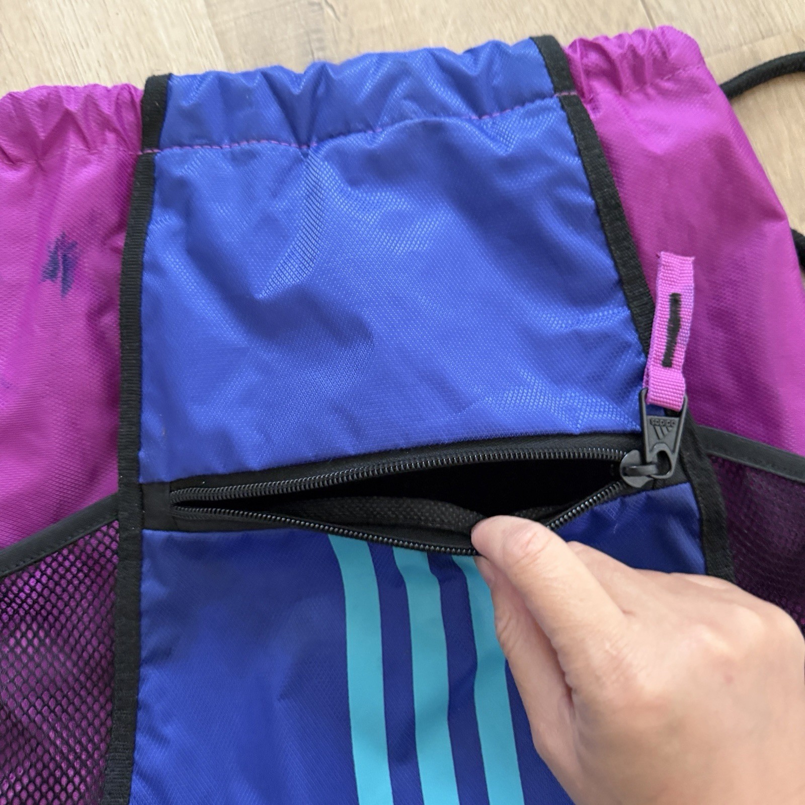 Adidas Alliance II Sackpack Drawstring Bag Backpack Mesh & Zippered Front Pocket