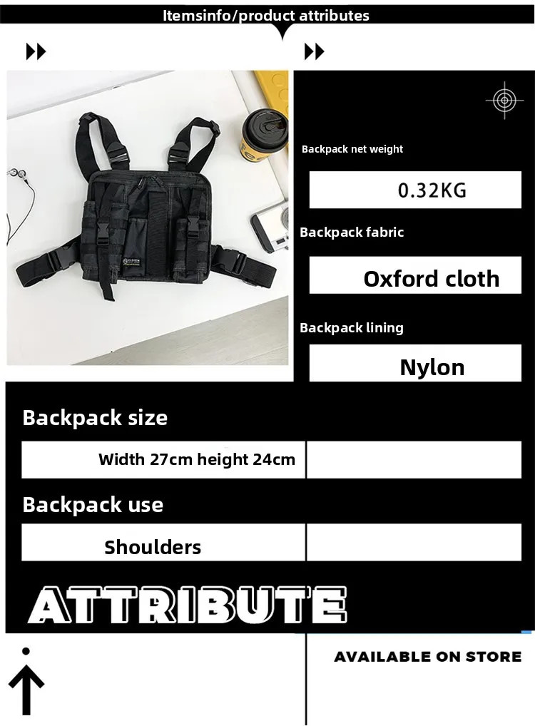 1pcs/set Men’s High-Density Nylon Tactical Vest Bag with Multiple Compartments C