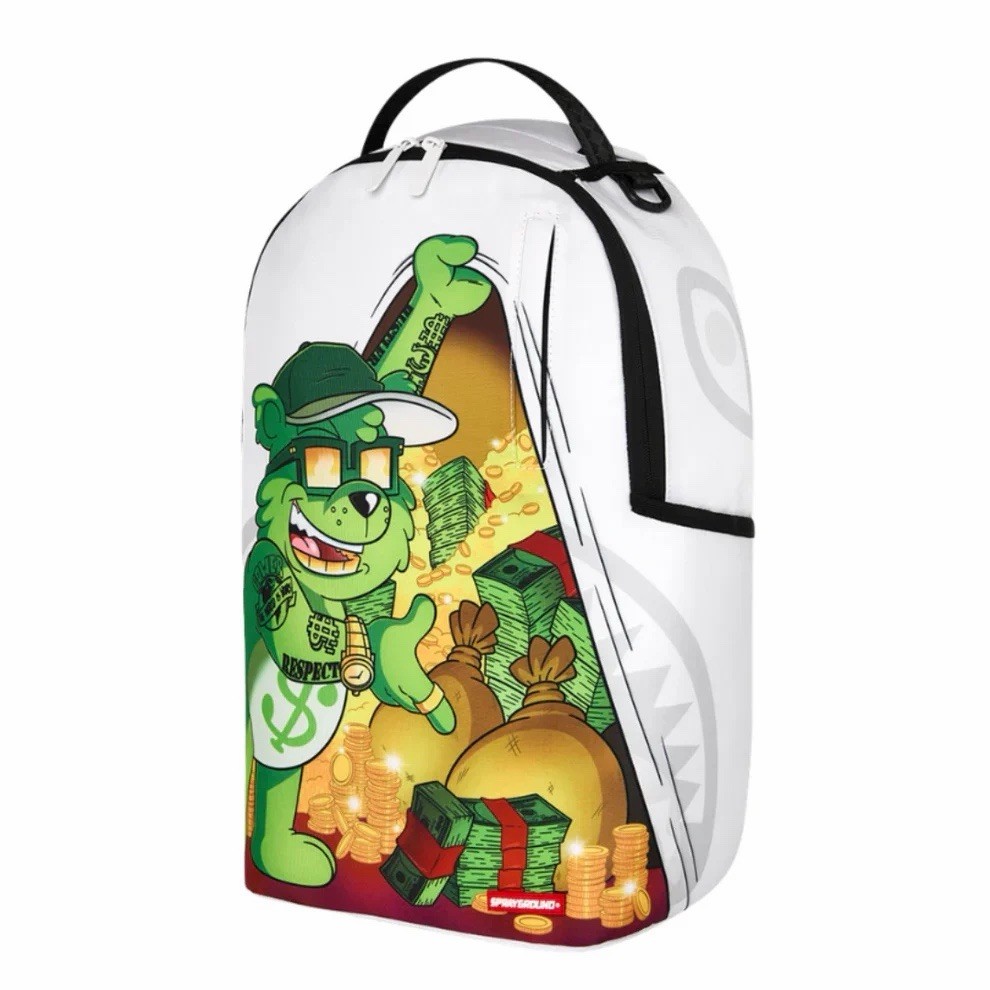 SPRAYGROUND LIMITED EDITION MONEY BEAR STASH WHITE GREEN BACKPACK HUSTLE NEW WOW