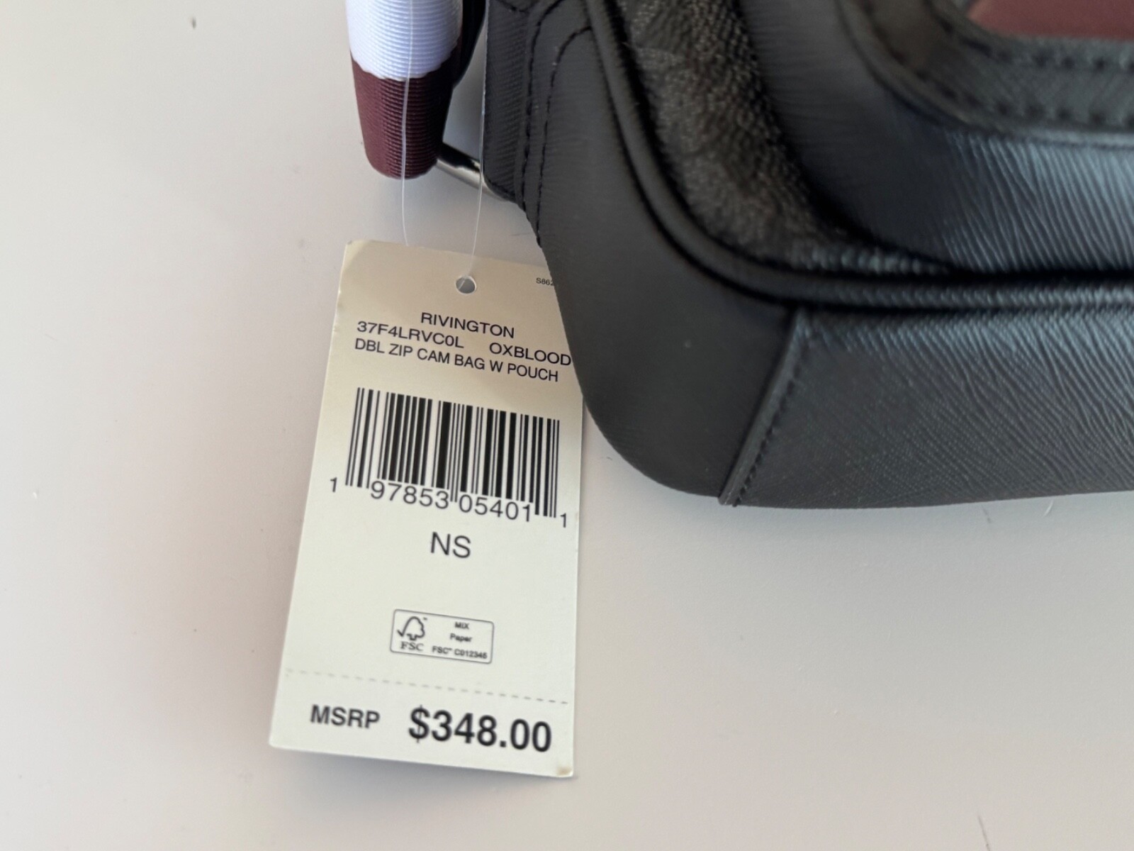 MICHAEL KORS RIVINGTON STRIPED CROSSBODY CAMERA BAG WITH POUCH OXBLOOD